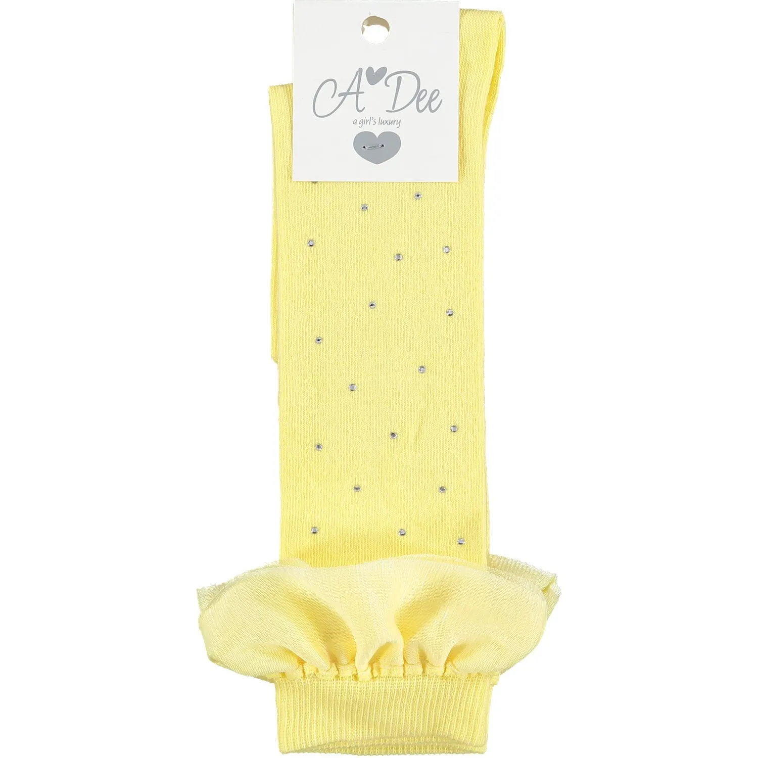 A DEE - Juliette Tulle Sparkle Knee High Sock - Lemon