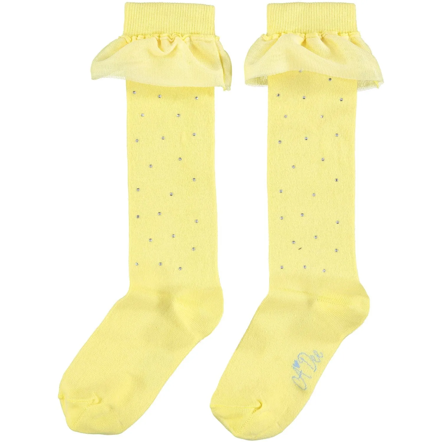 A DEE - Juliette Tulle Sparkle Knee High Sock - Lemon