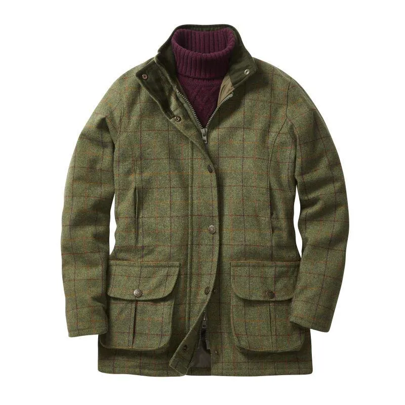 Alan Paine Rutland Ladies Tweed Waterproof Coat - Pine