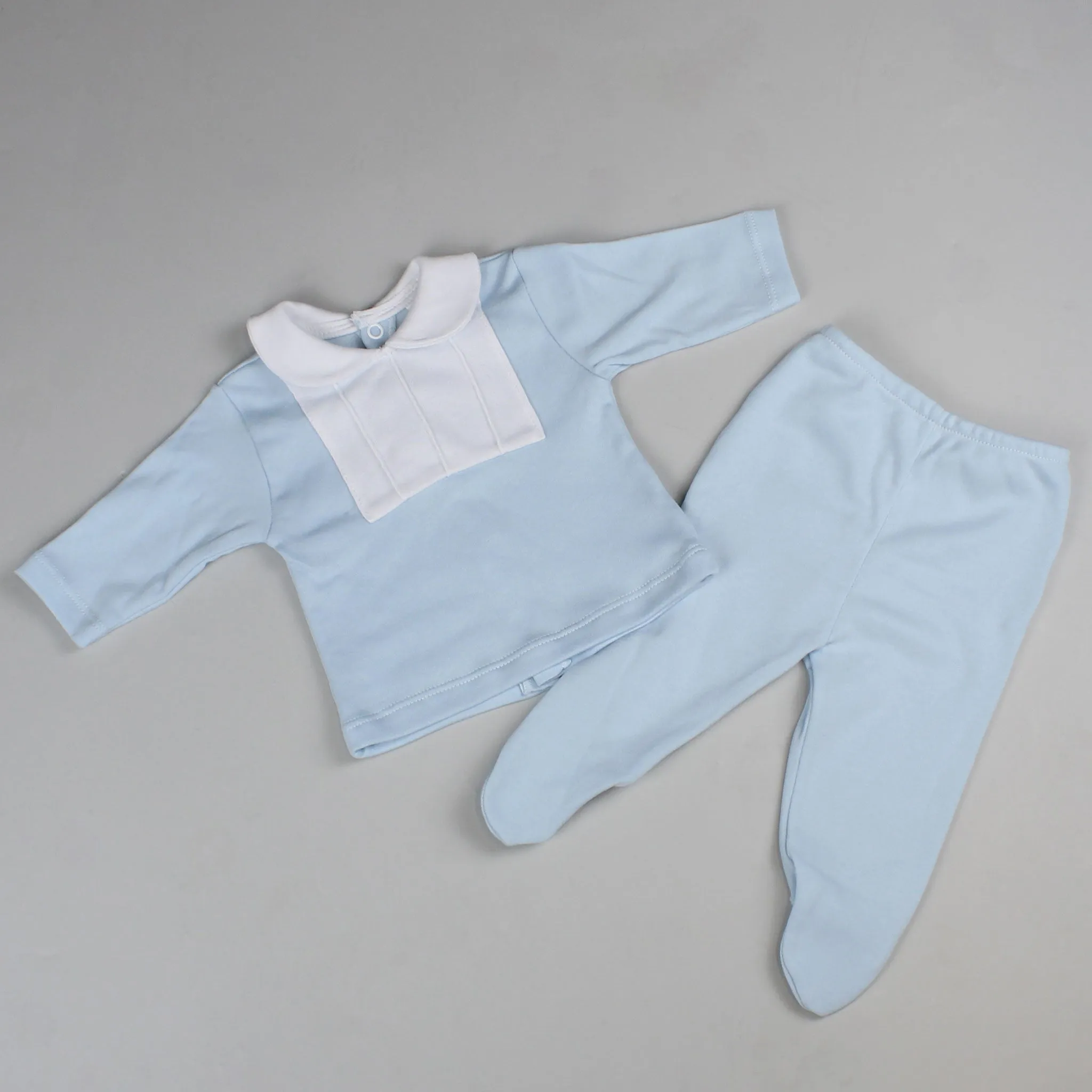 Baby Boys 2 Piece Outfit - Fleece lined Top and Bottoms - Blue