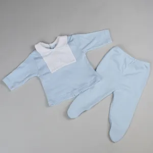 Baby Boys 2 Piece Outfit - Fleece lined Top and Bottoms - Blue