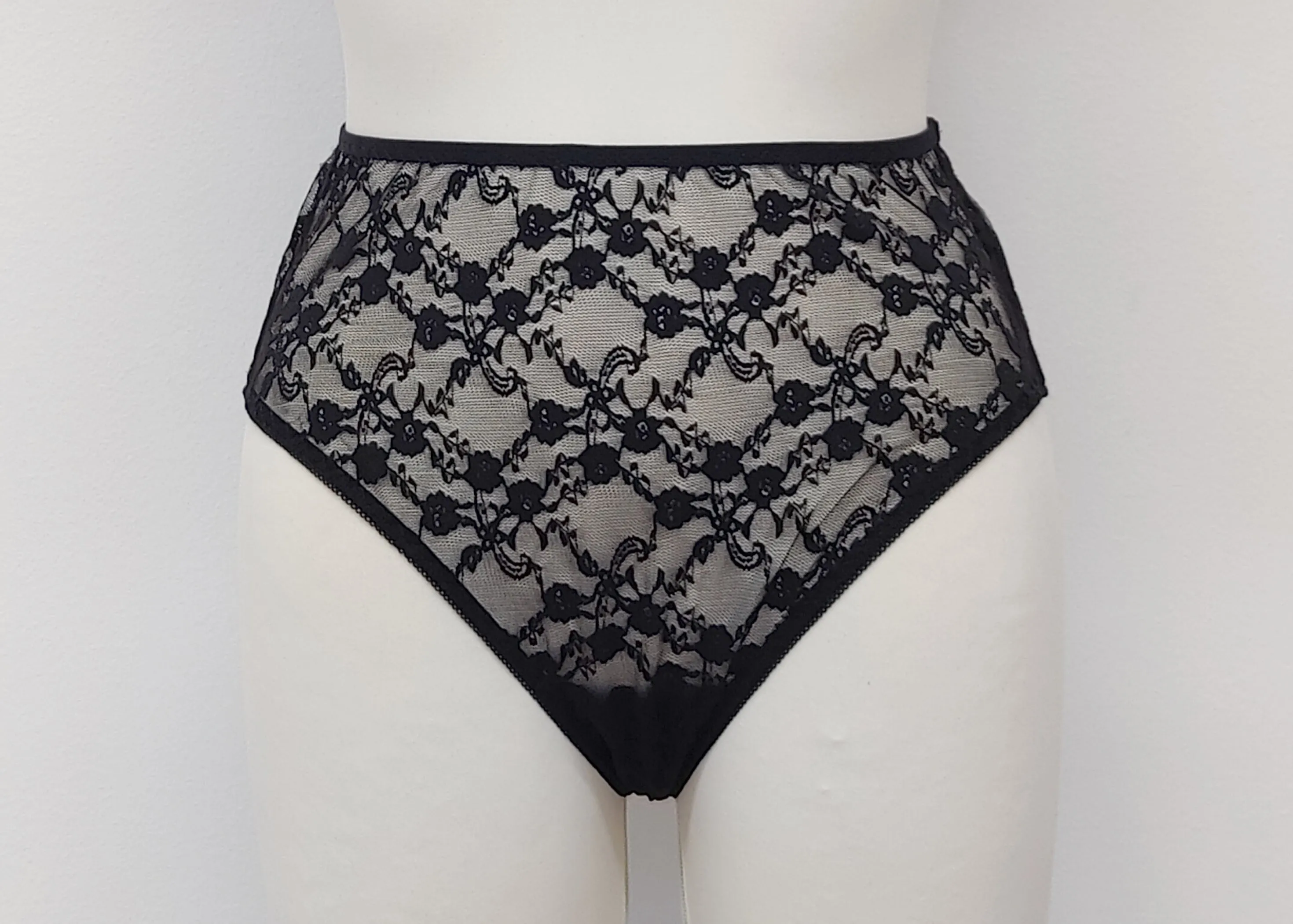 Black Sheer Lace High Waist IRMA Panties