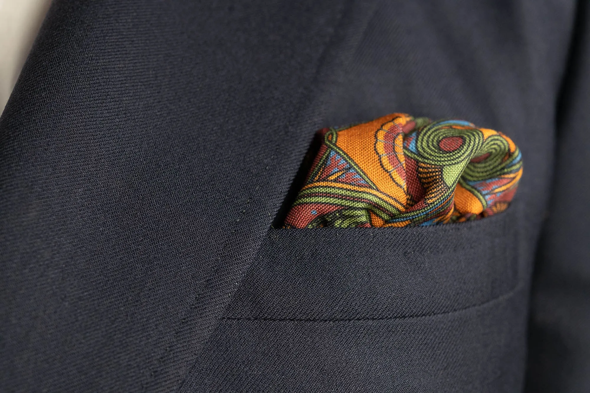 Brick Red Art Deco Egyptian Scarab Pocket Square