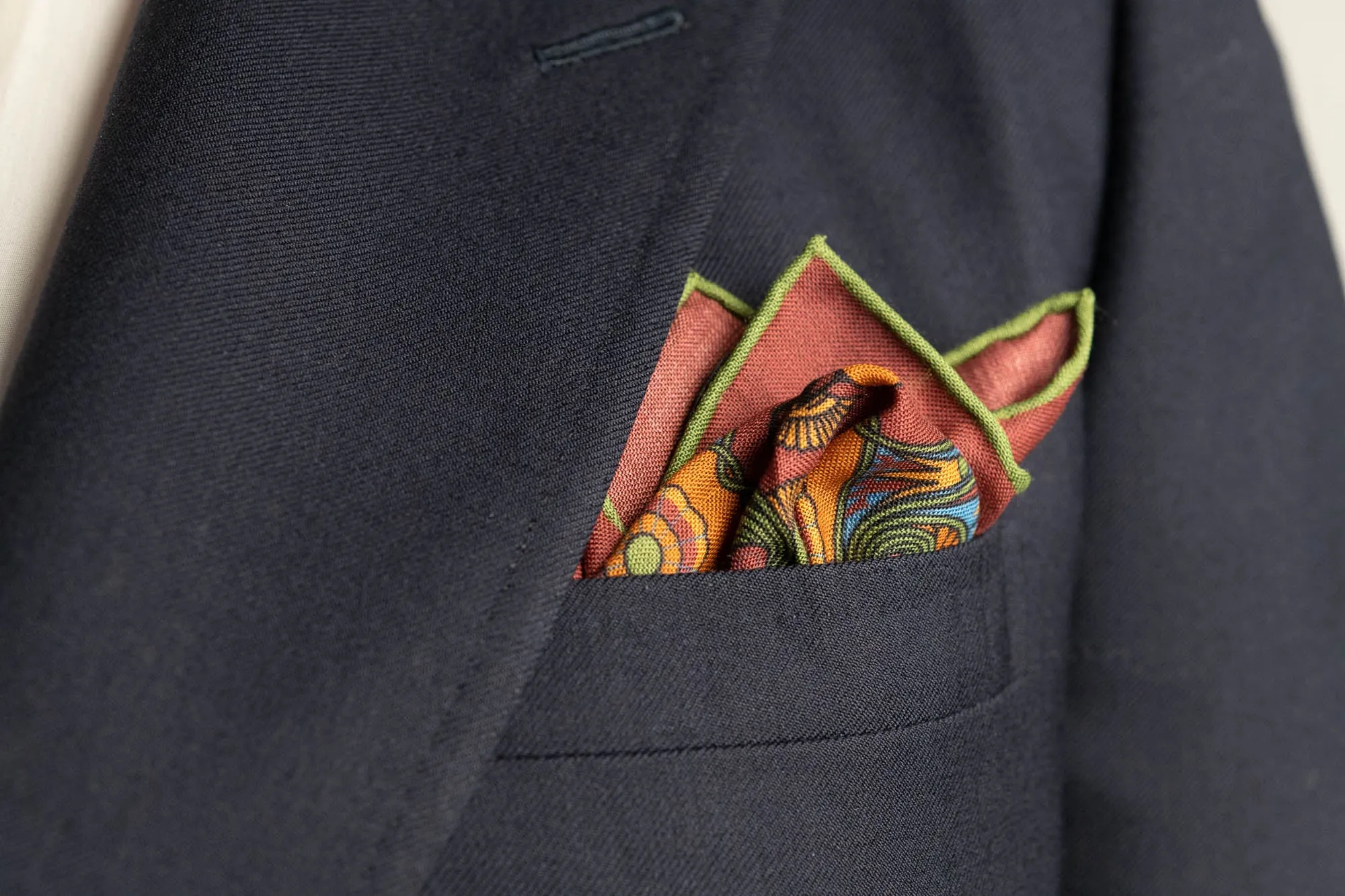 Brick Red Art Deco Egyptian Scarab Pocket Square