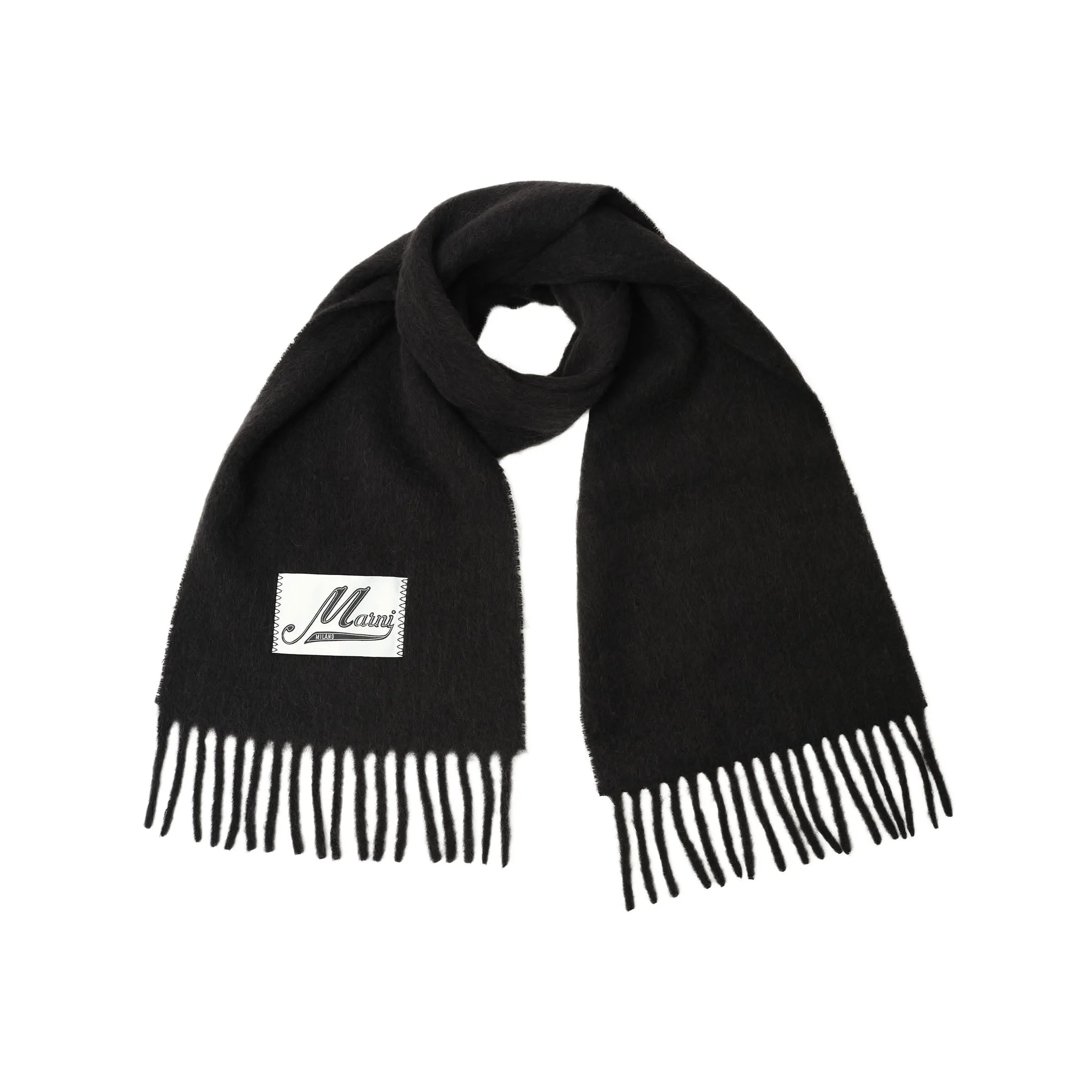 Brushed Alpaca Logo Scarf in Black