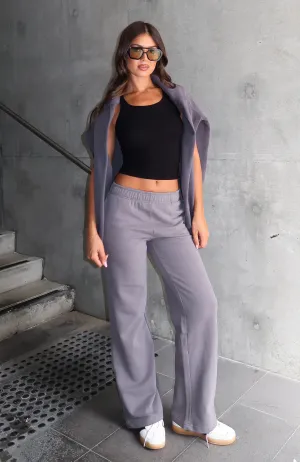 Can't Sleep Wide Leg Sweatpants Charcoal