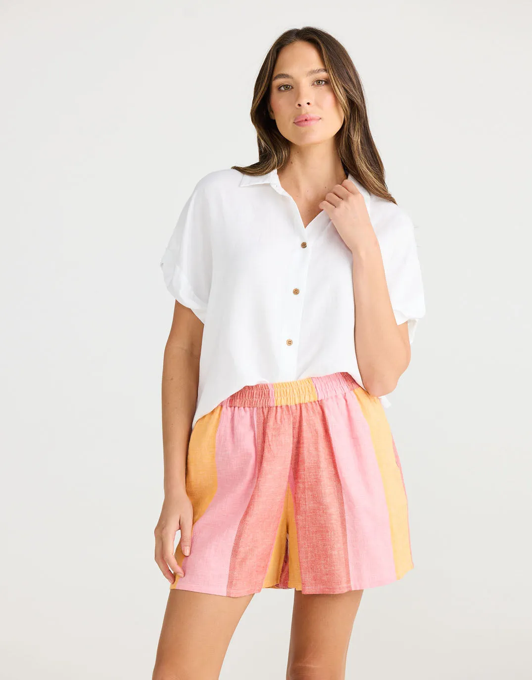 Capri Linen Shorts - Lisbon Stripe