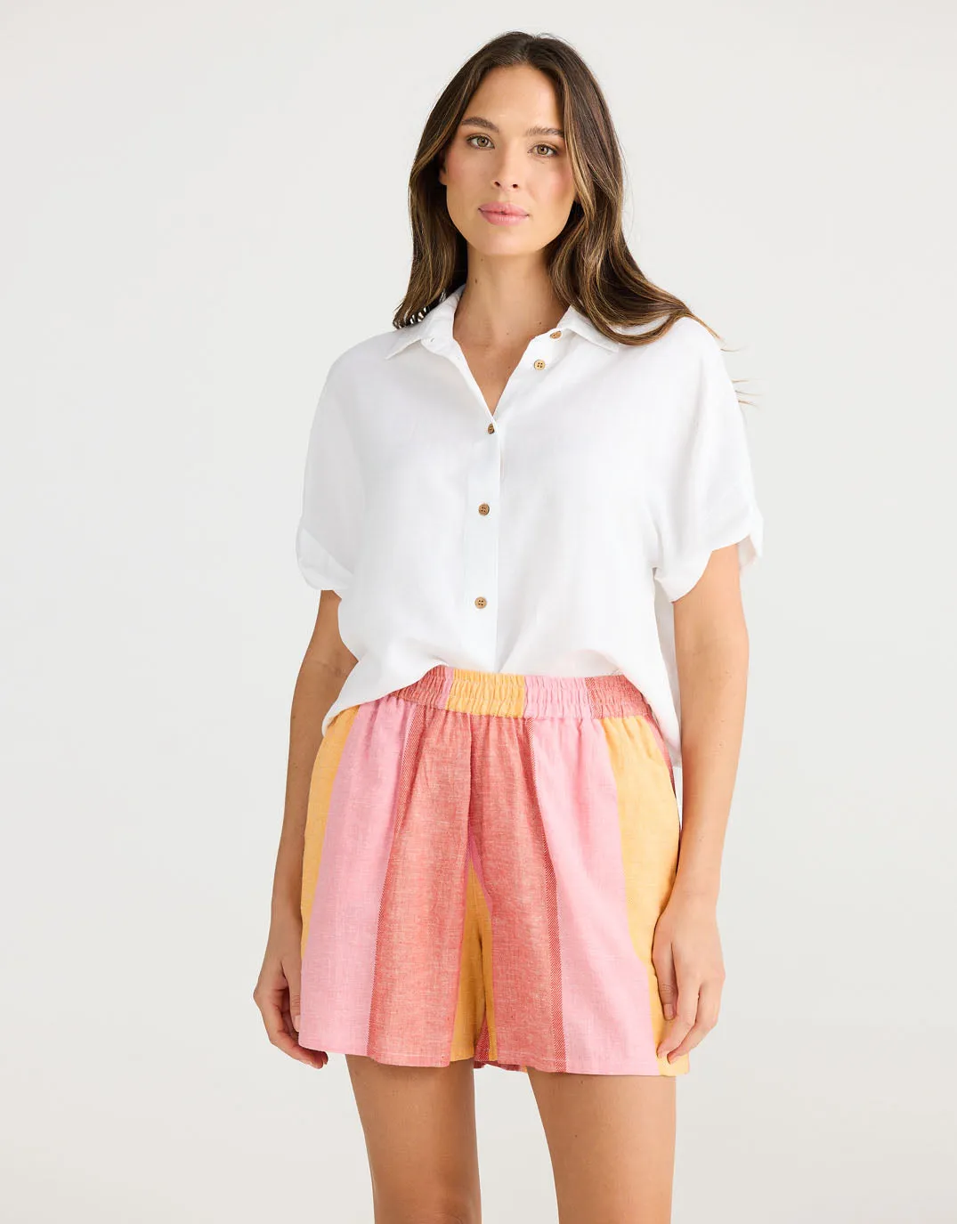 Capri Linen Shorts - Lisbon Stripe