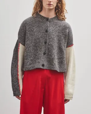 Cordera Merino Wool Stitched Cardigan, Grey Multi