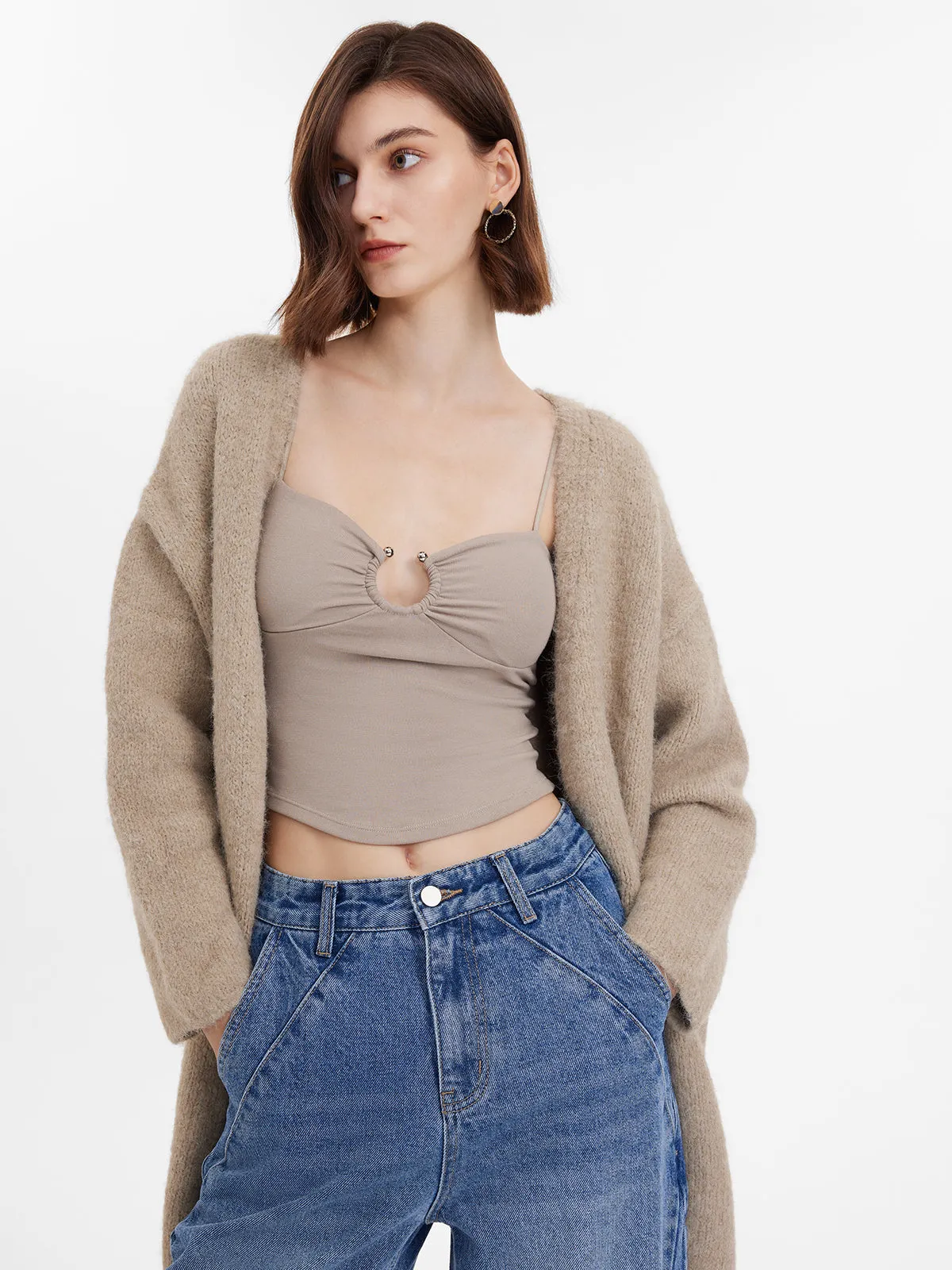 Cozy Loose Belt Pocket Cardigan