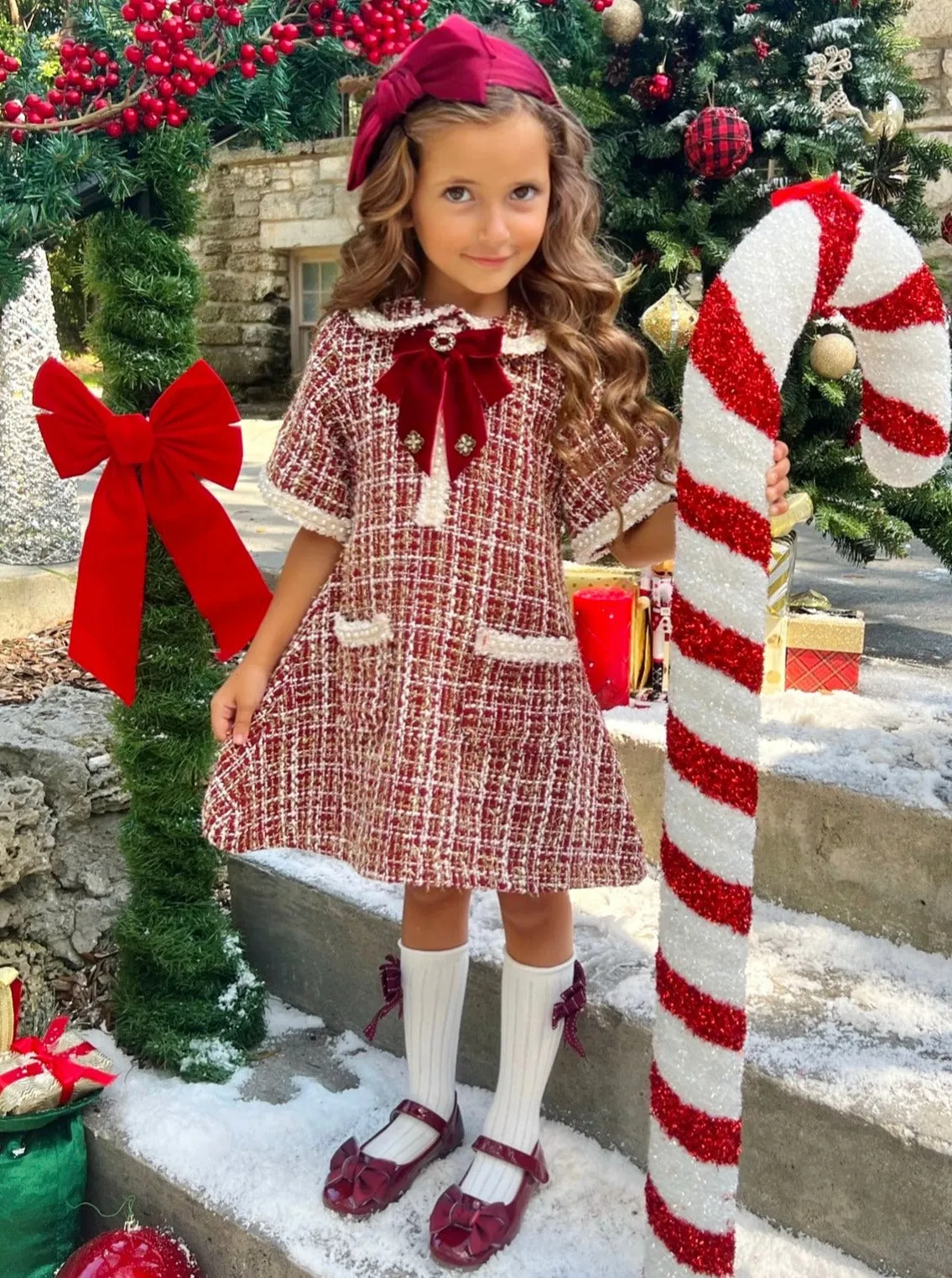 Cozy Meets Chic Red Plaid Tweed Dress