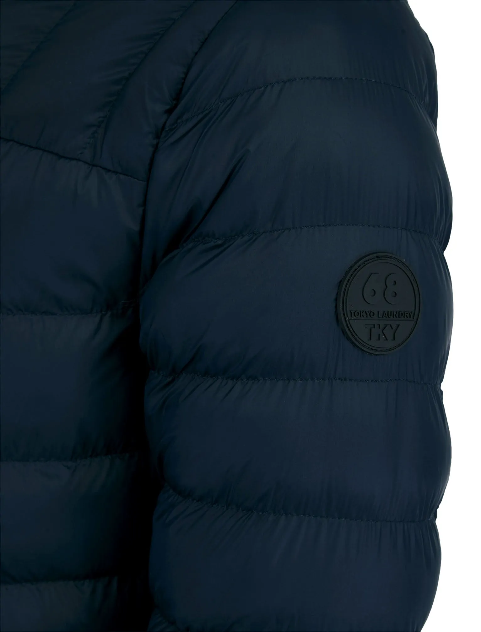 Eastwood Funnel Neck Quilted Puffer Jacket with Fleece Lined Collar in Sky Captain Navy - Tokyo Laundry