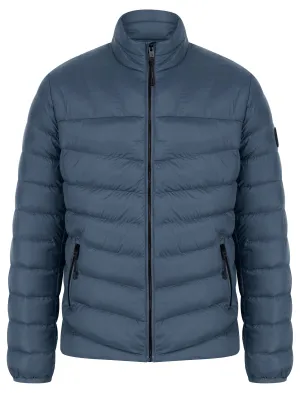 Eastwood Funnel Neck Quilted Puffer Jacket with Fleece Lined Collar in Slate Blue - Tokyo Laundry