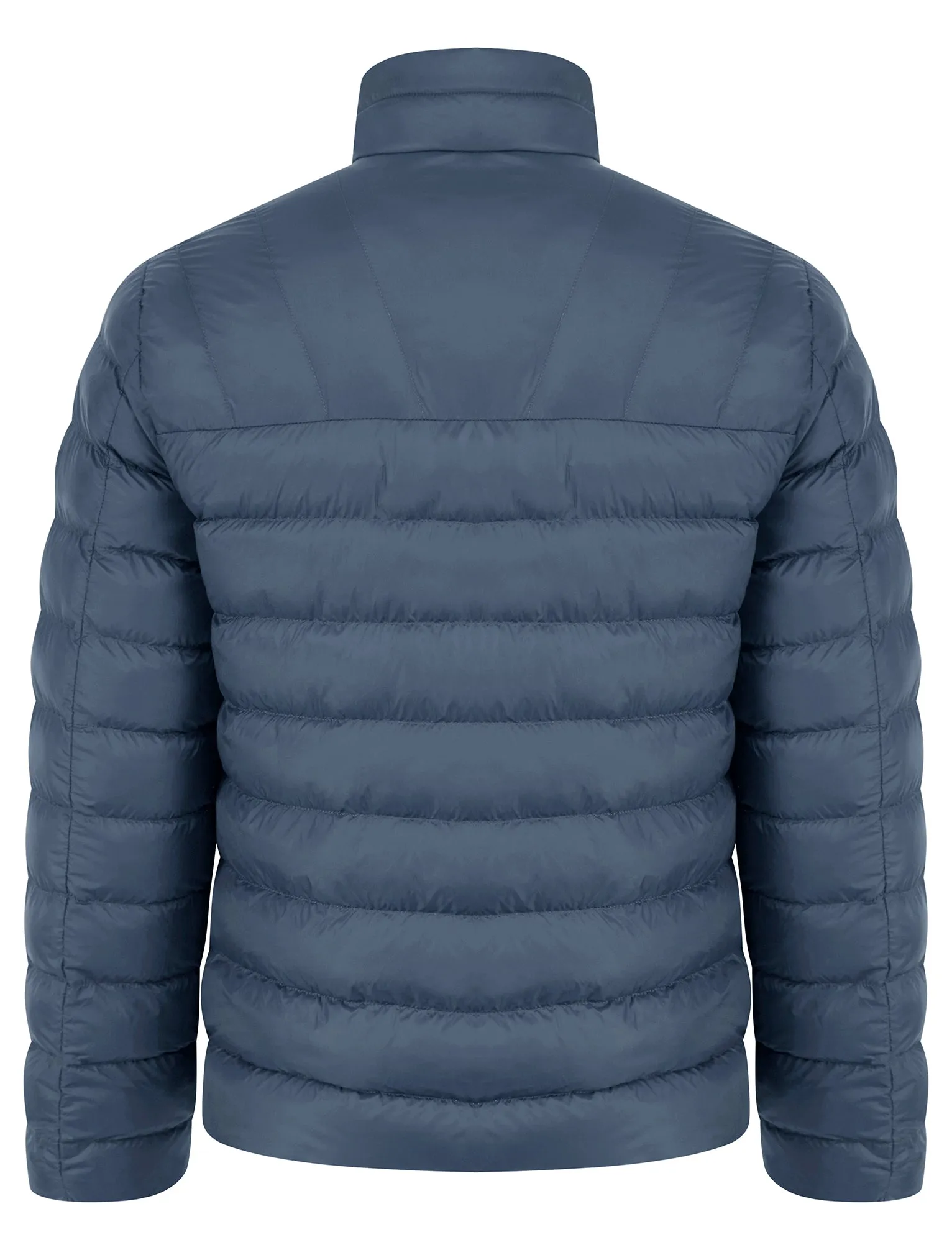 Eastwood Funnel Neck Quilted Puffer Jacket with Fleece Lined Collar in Slate Blue - Tokyo Laundry