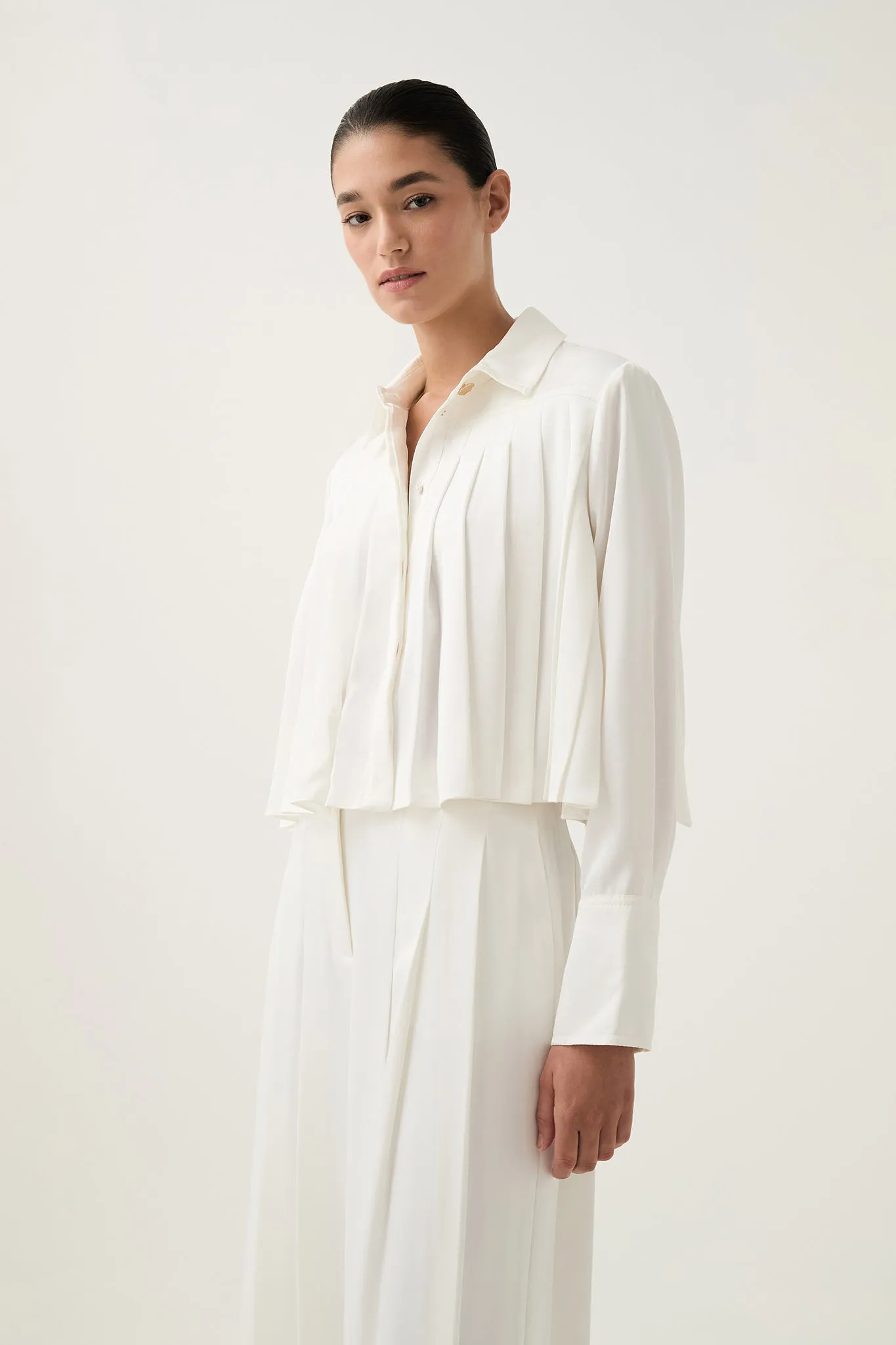 Estrade Pleated Crop Shirt