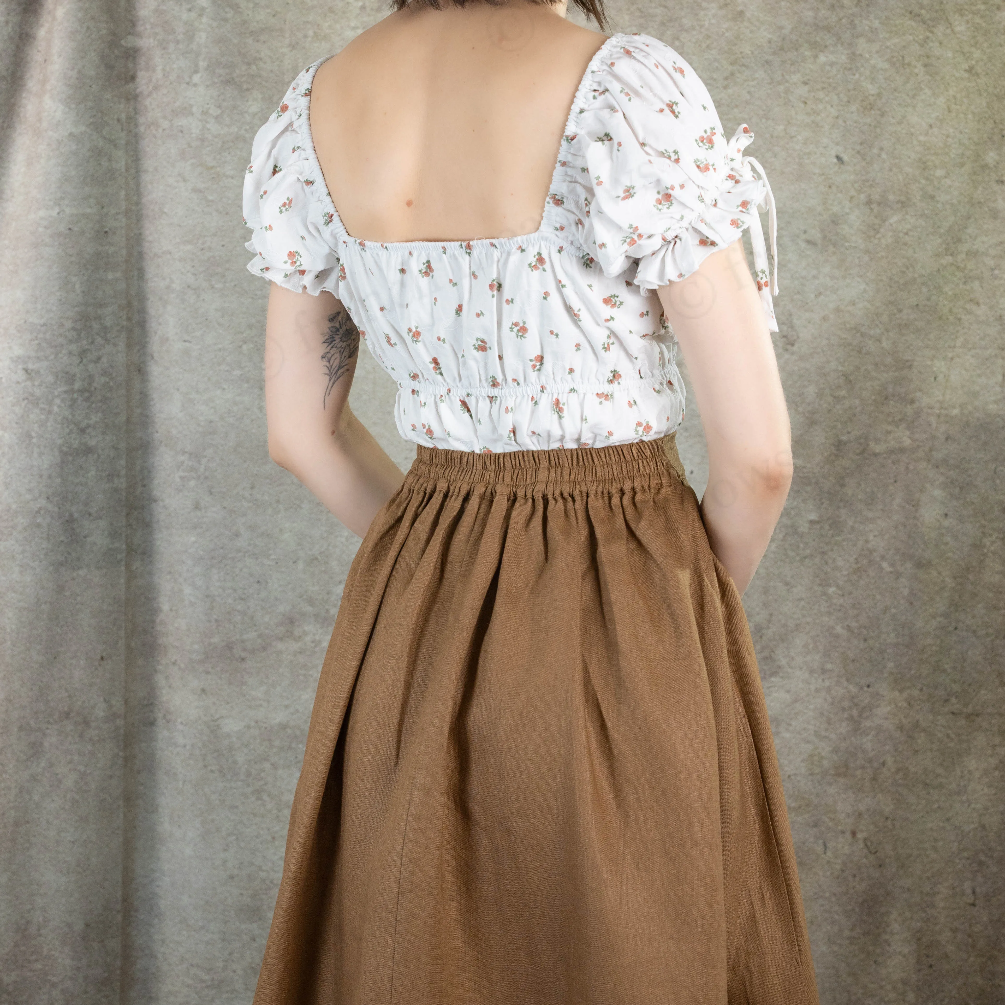 Ginger Linen Midi Skirt