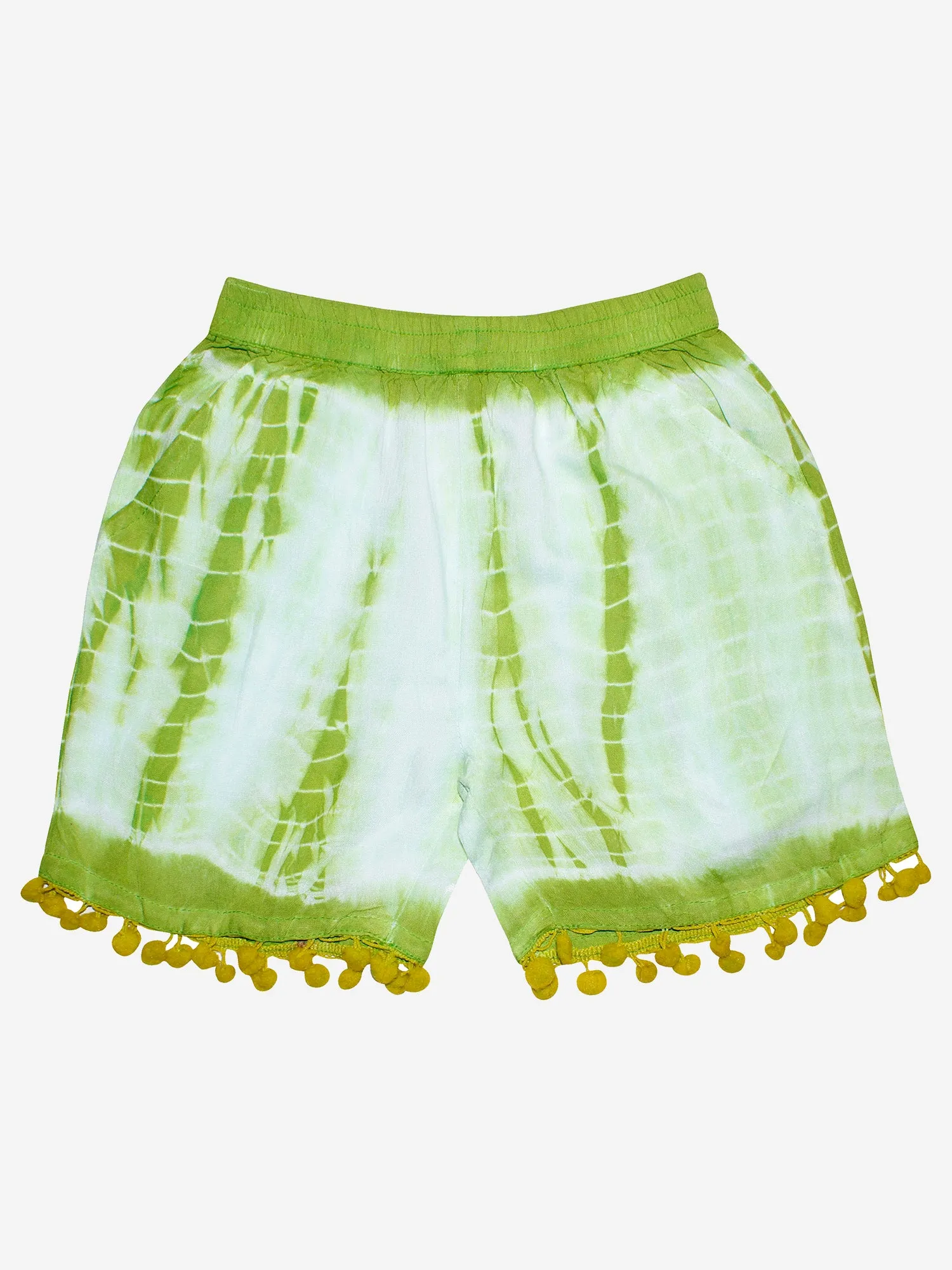 Girls Tie & Dye Short with Pom-Pom Lace Hem