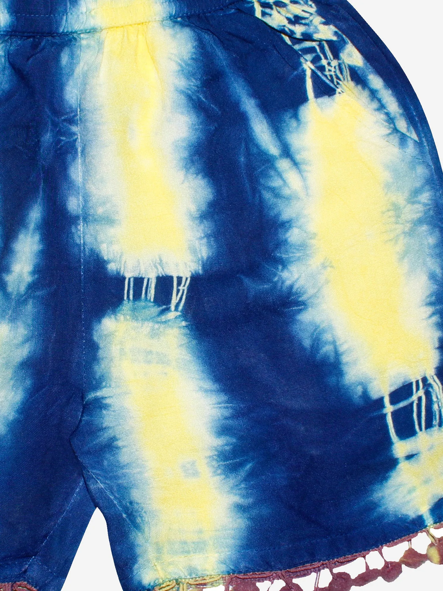 Girls Tie & Dye Short with Pom-Pom Lace Hem