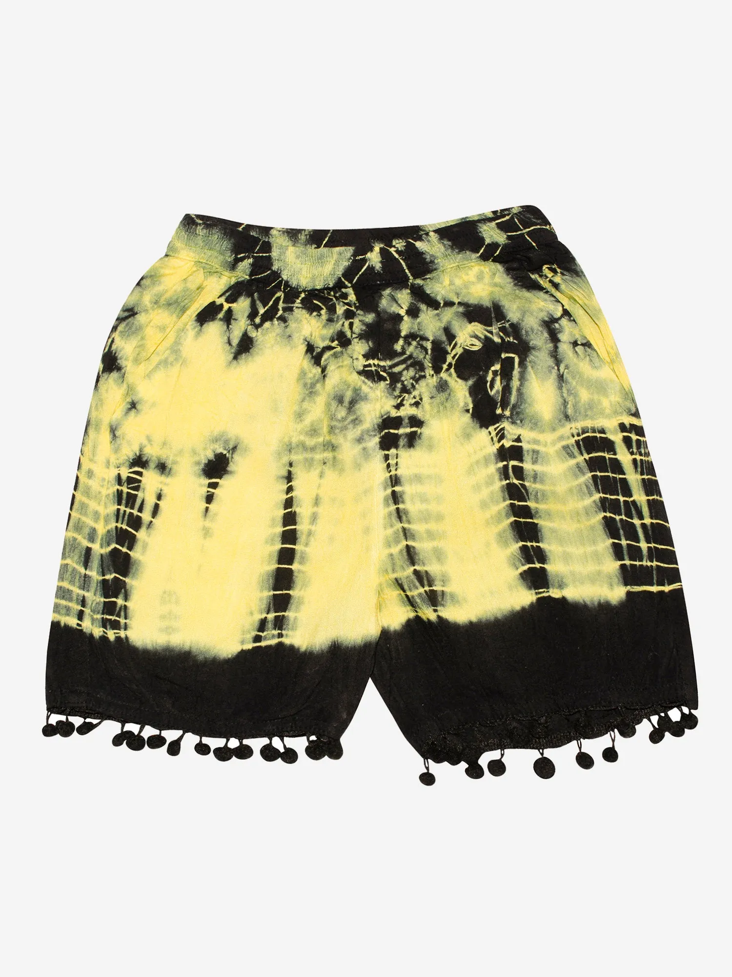 Girls Tie & Dye Short with Pom-Pom Lace Hem