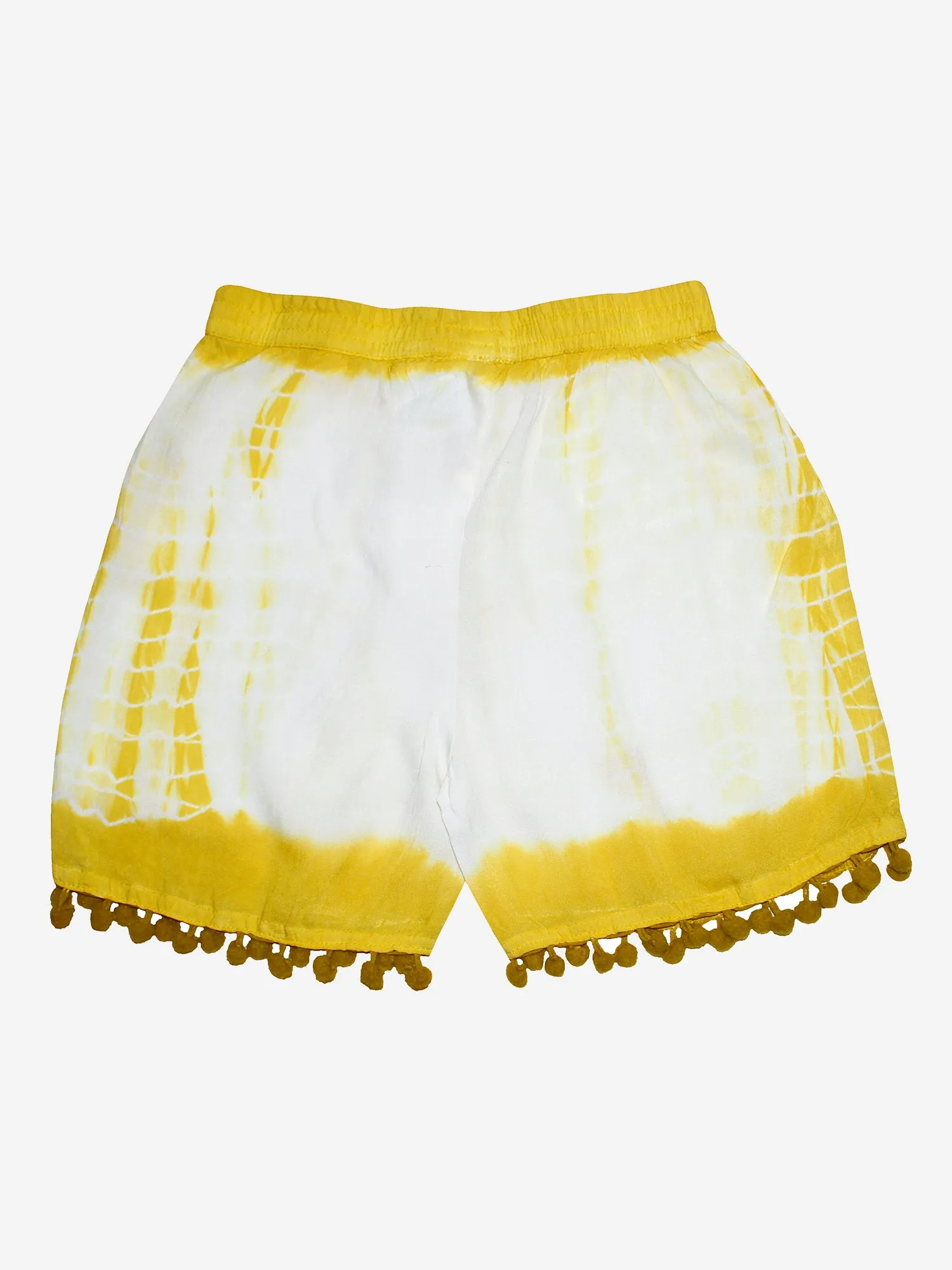 Girls Tie & Dye Short with Pom-Pom Lace Hem