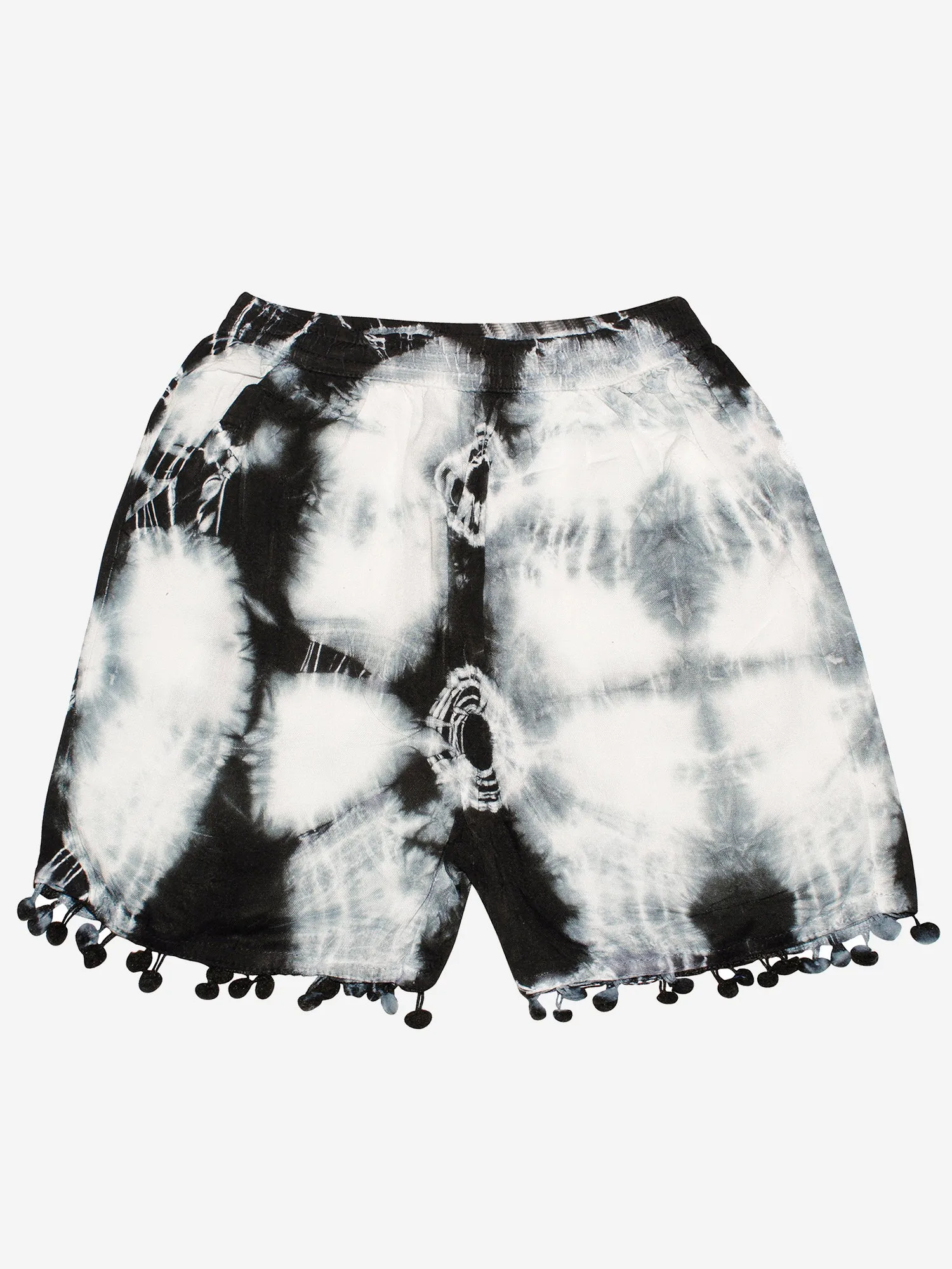 Girls Tie & Dye Short with Pom-Pom Lace Hem