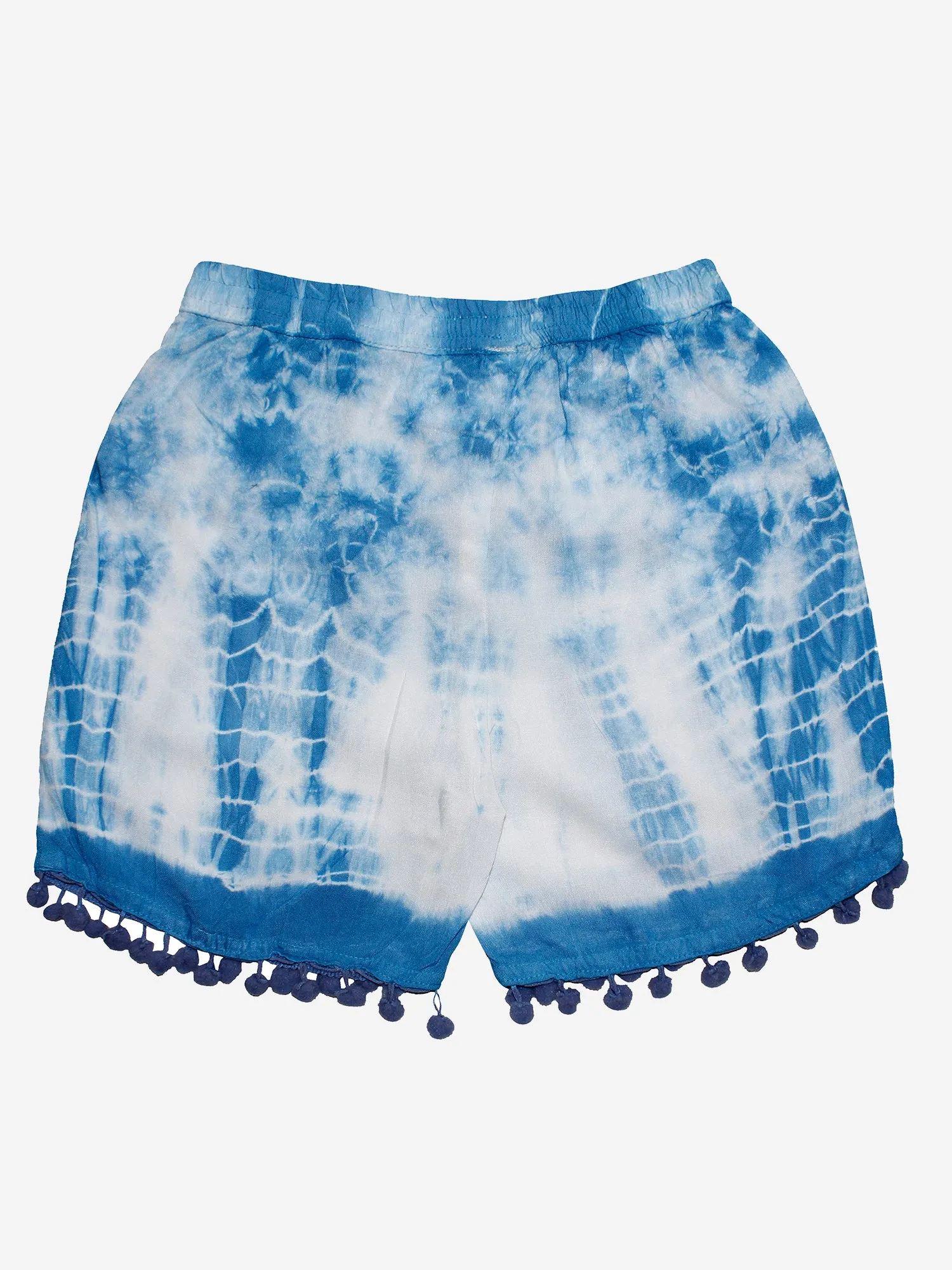 Girls Tie & Dye Short with Pom-Pom Lace Hem