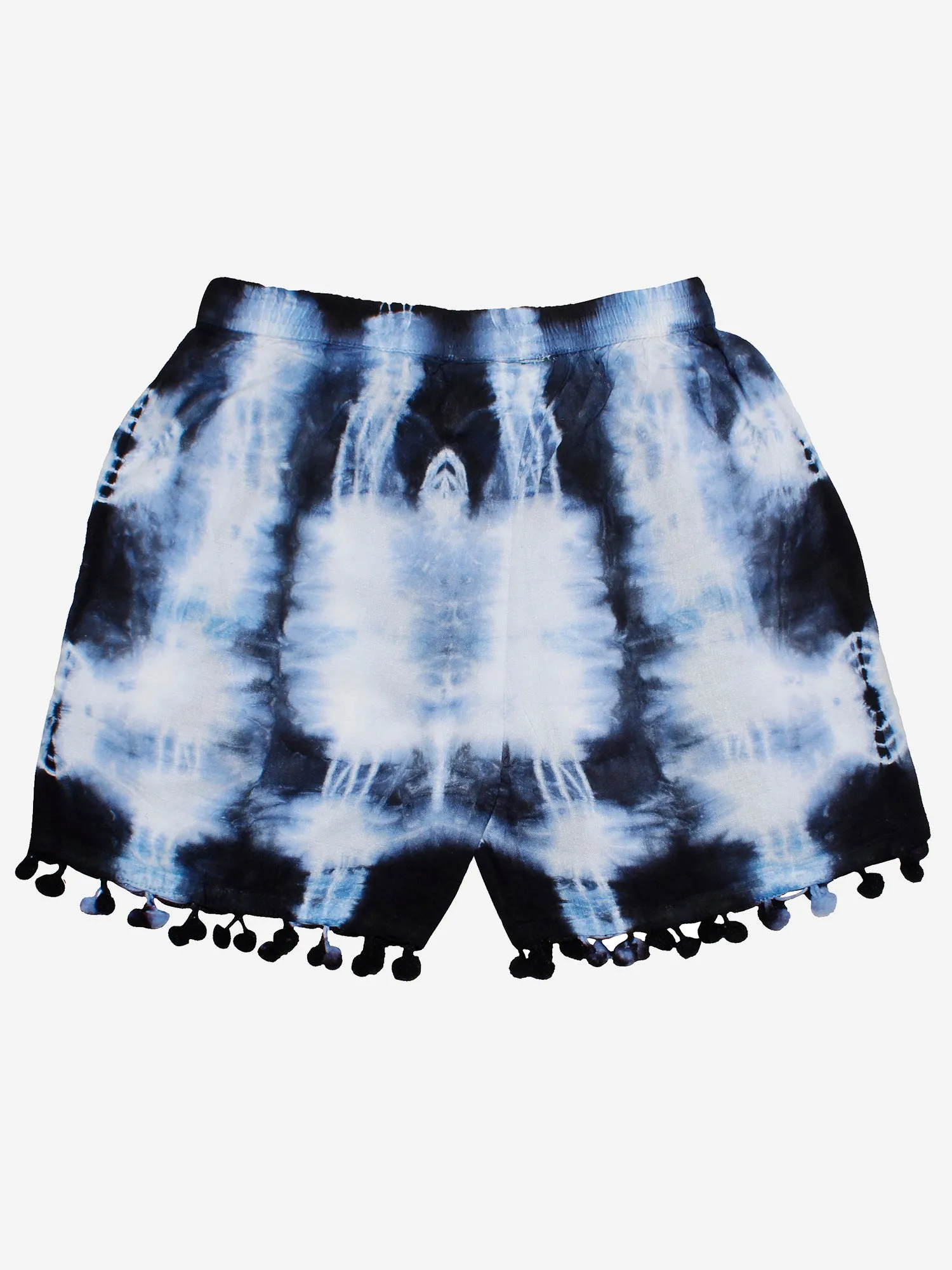 Girls Tie & Dye Short with Pom-Pom Lace Hem