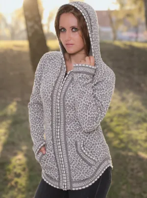 Gray Full Zip Alpaca Hoodie for Women