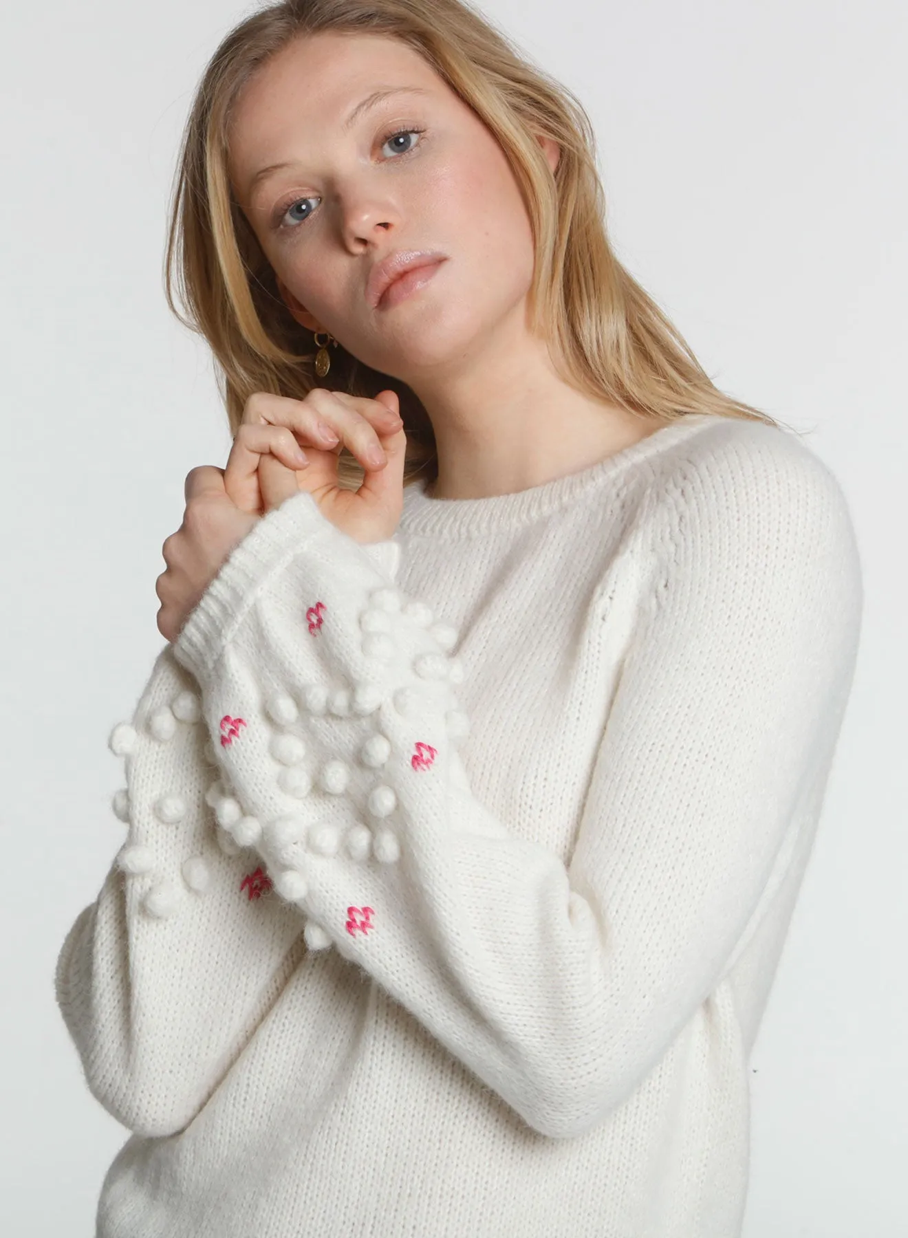 Heidi Bobble Sleeve - White