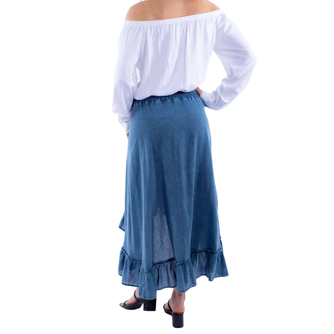 Hi/Lo Ruffle Dark Blue Skirt