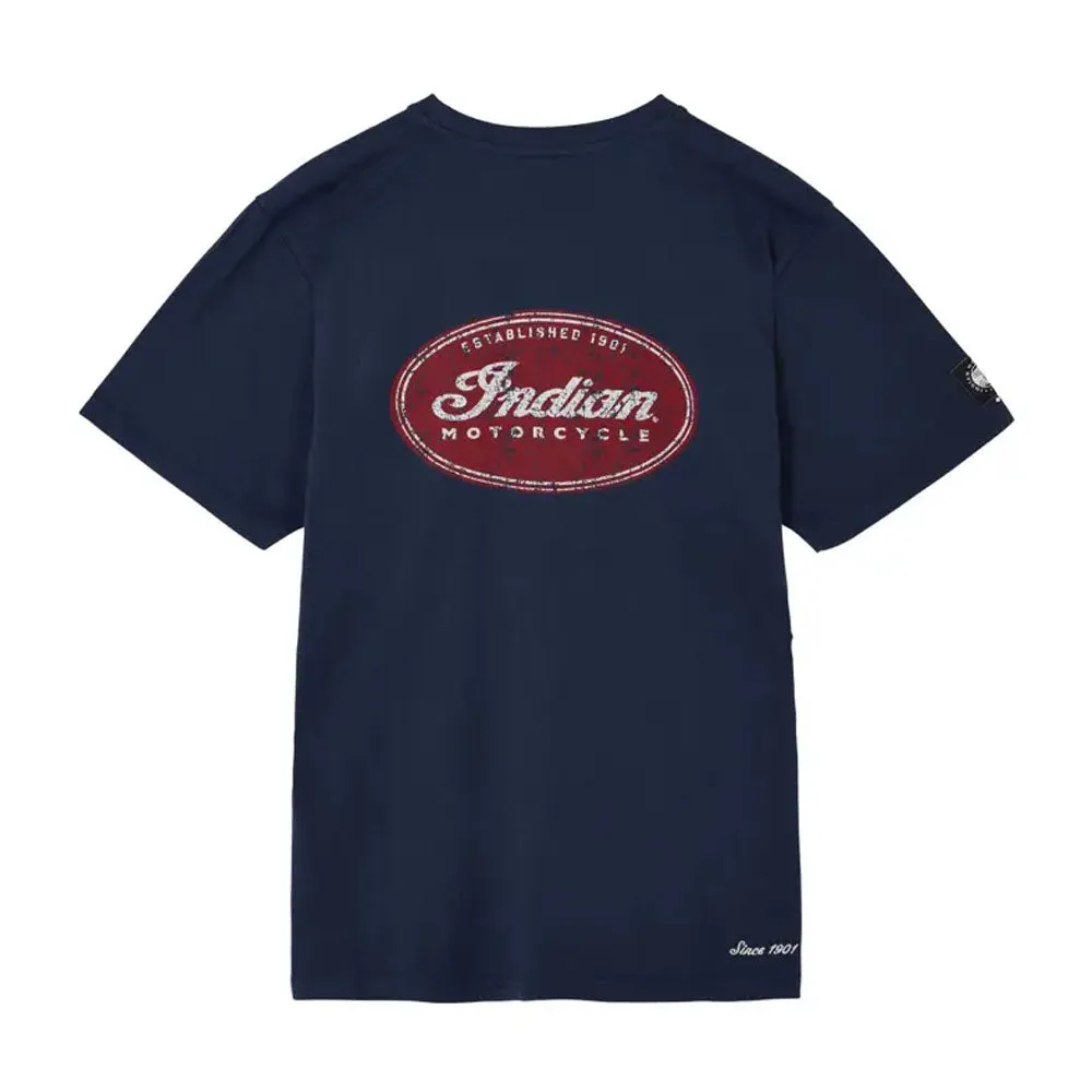 Indian Motorcycle  Mens Oval Logo T-Shirt Tee Soft Lightweight Comfortable Navy