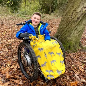 Kids Fleece-Lined Wheelchair Cosy - YELLOW ZEBRA