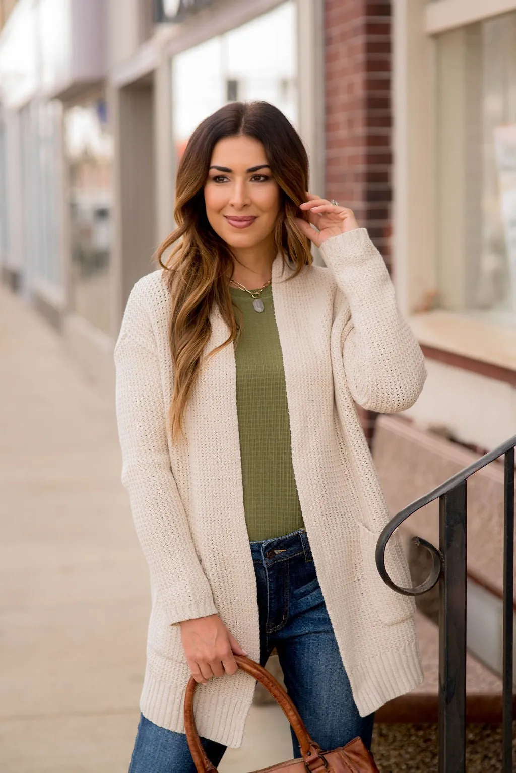 Knit Tunic Pocket Cardigan