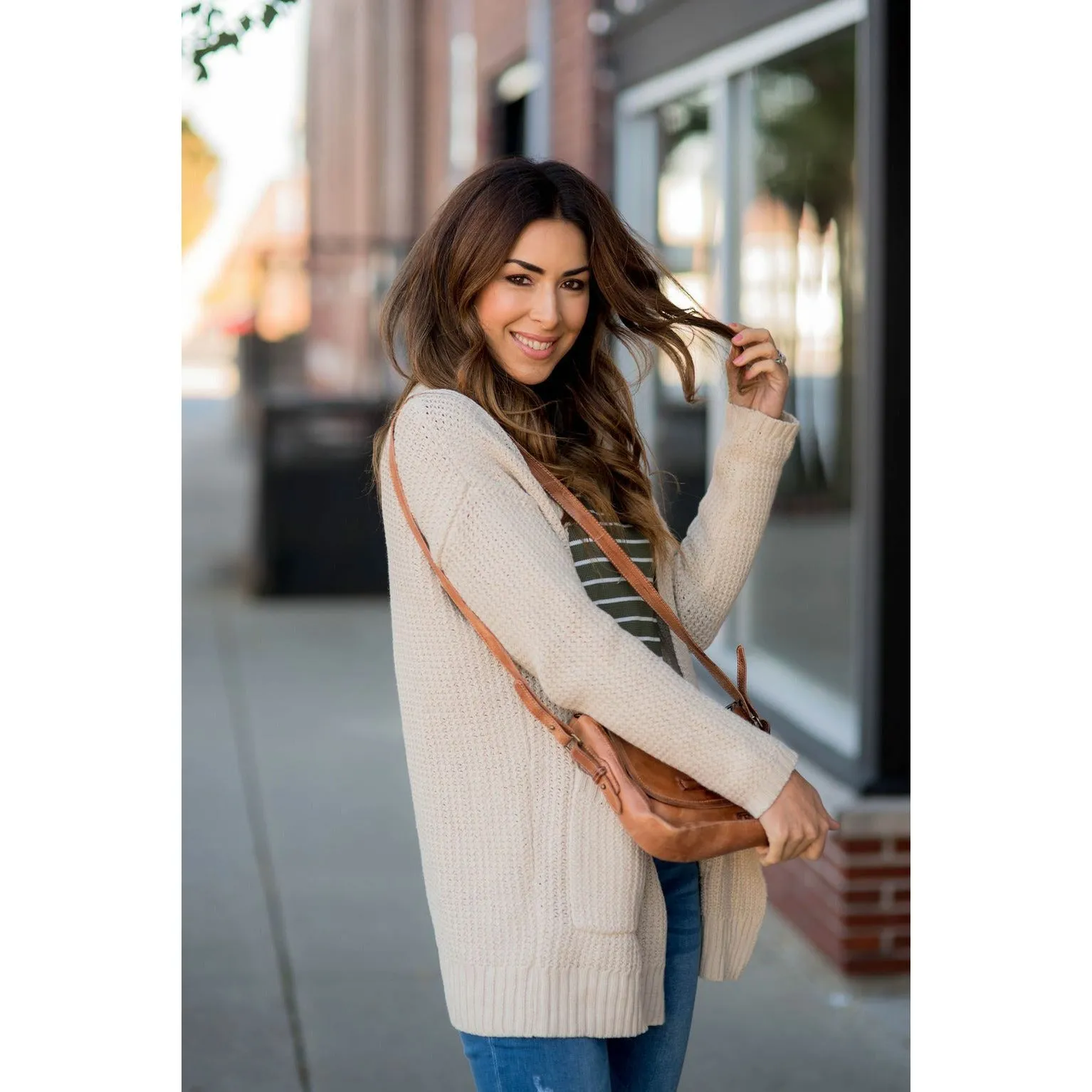 Knit Tunic Pocket Cardigan