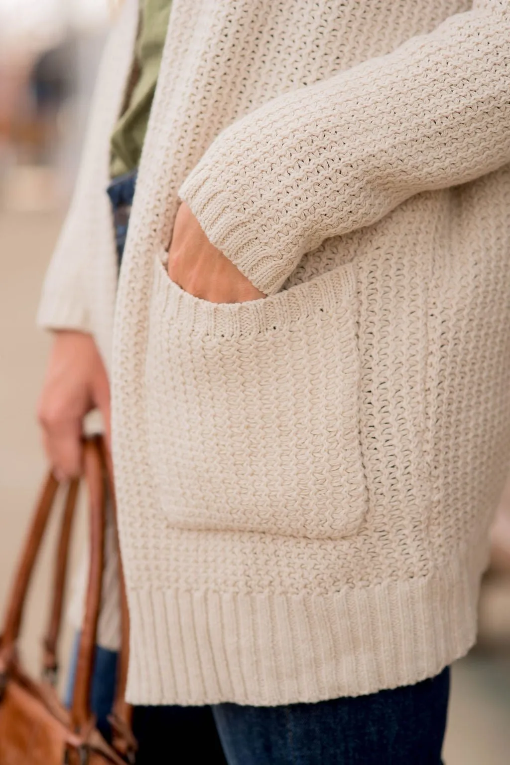 Knit Tunic Pocket Cardigan