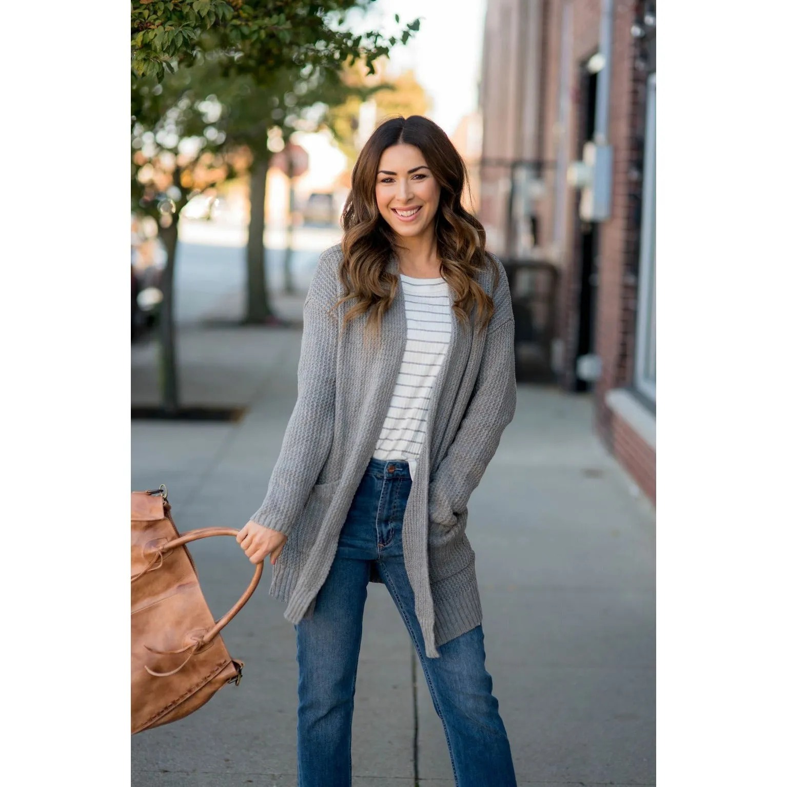 Knit Tunic Pocket Cardigan