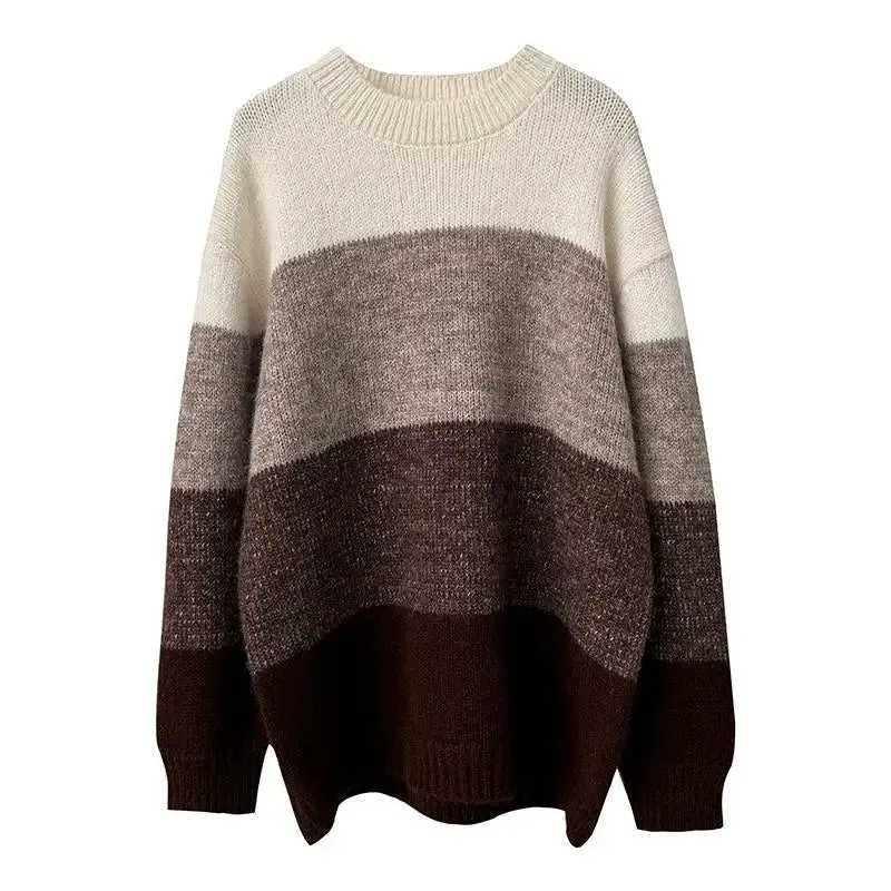 [Korean Style] Crew Neck Color Blocks Cozy Sweater