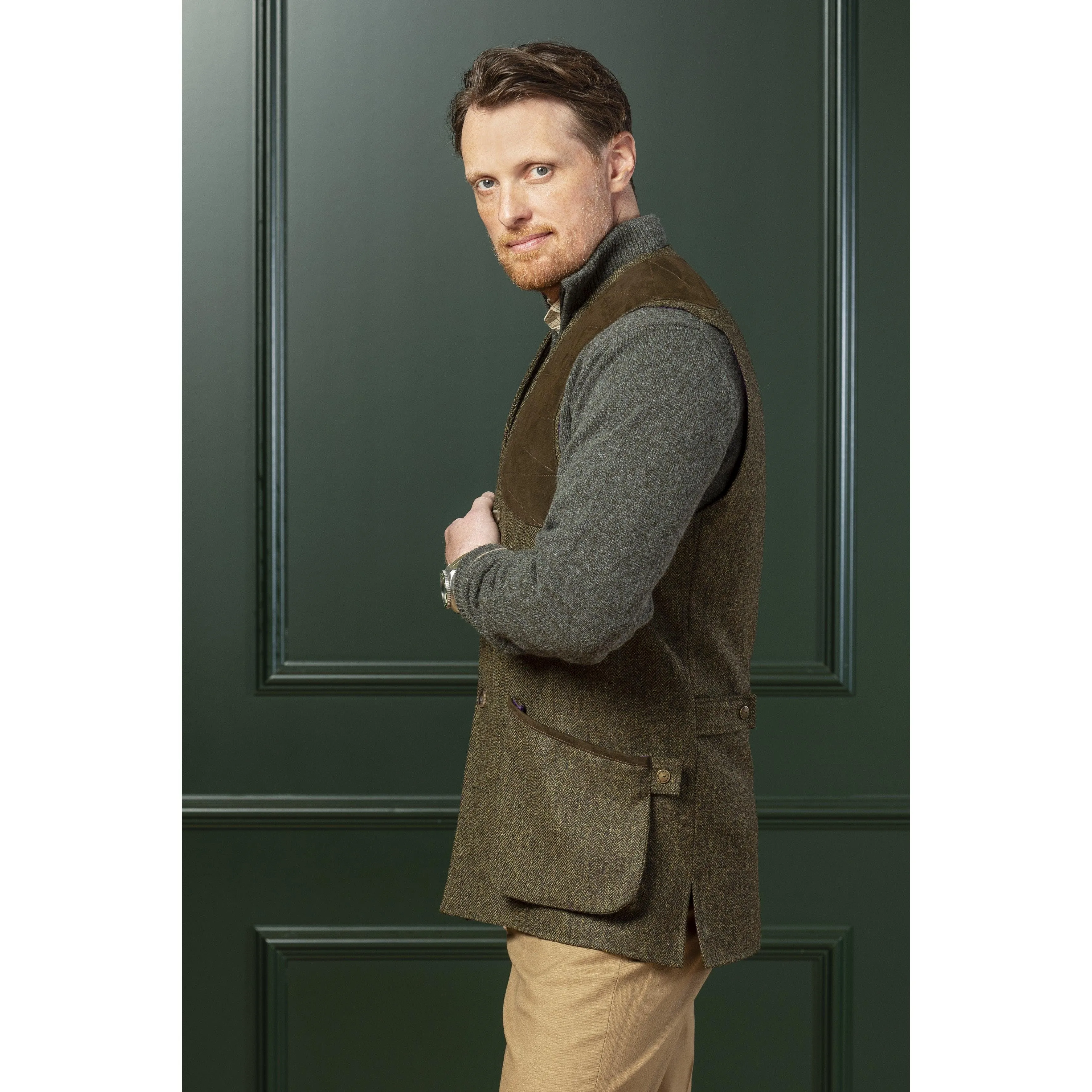 Laksen Leith Mens Tweed Shooting Vest - Kirkton Tweed