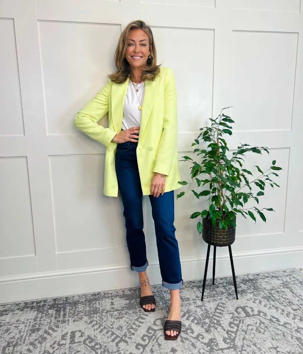 Lime Double Breasted Relaxed Blazer