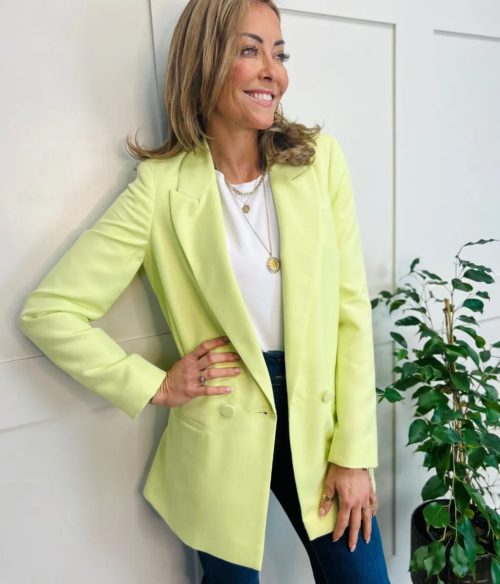 Lime Double Breasted Relaxed Blazer