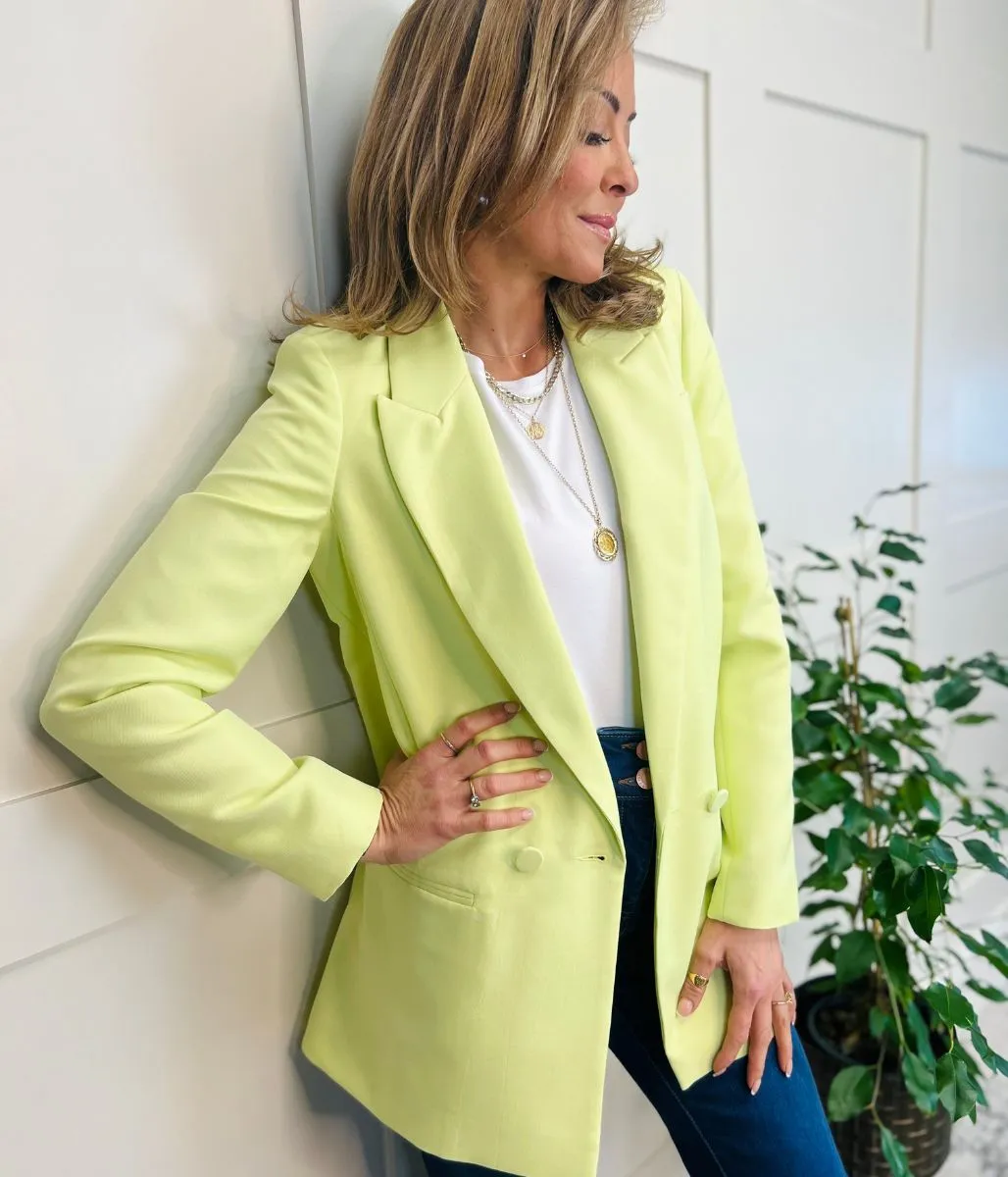 Lime Double Breasted Relaxed Blazer