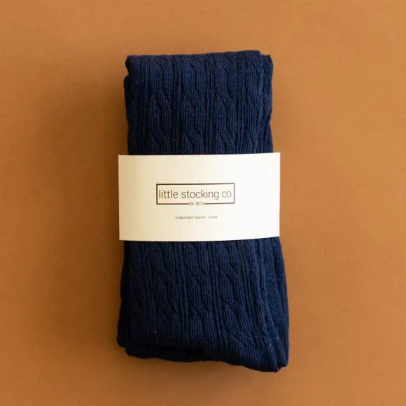 Little Stocking Co. -  Navy Blue Cable Knit Tights