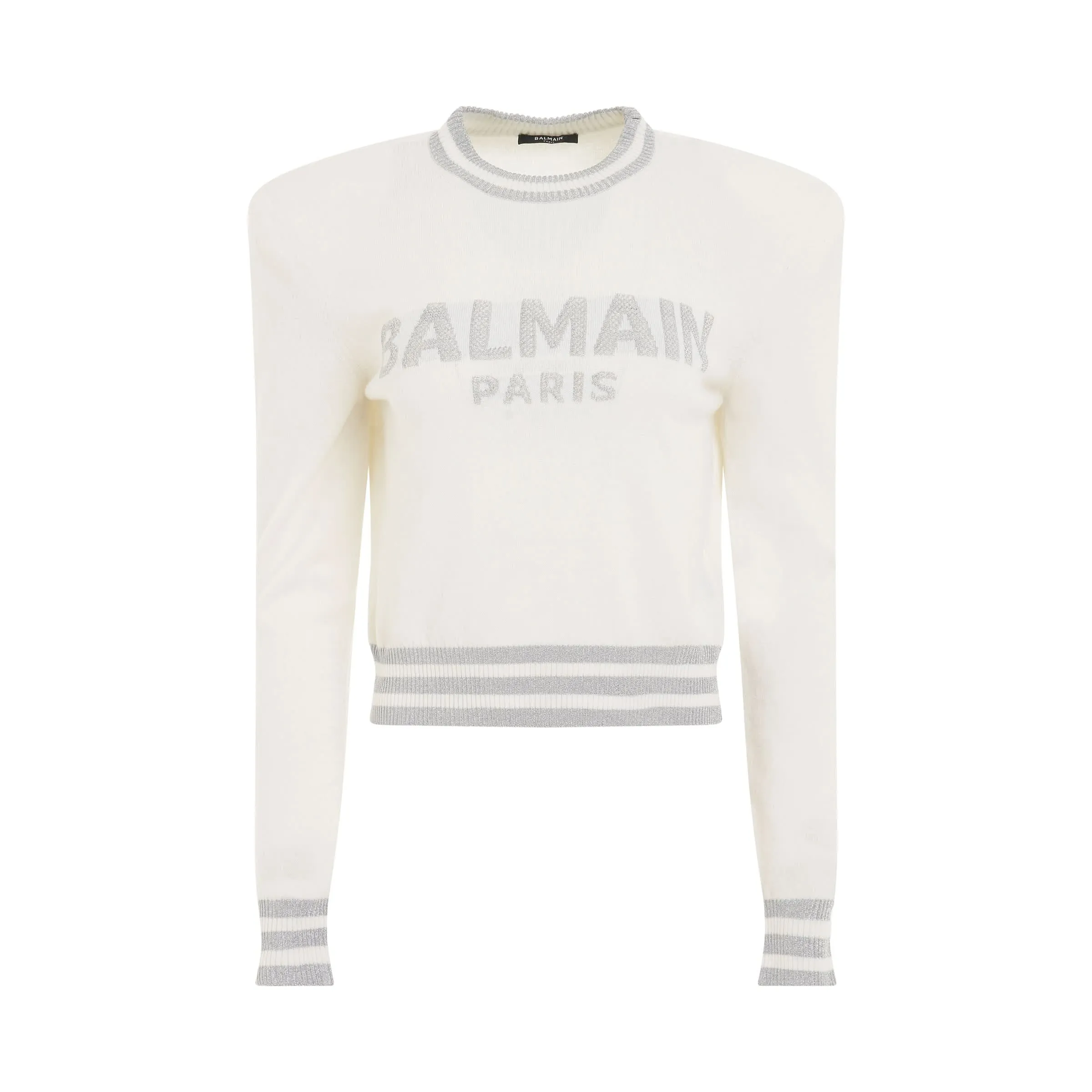 Logo Mesh Wool & Cashmere Pullover in White