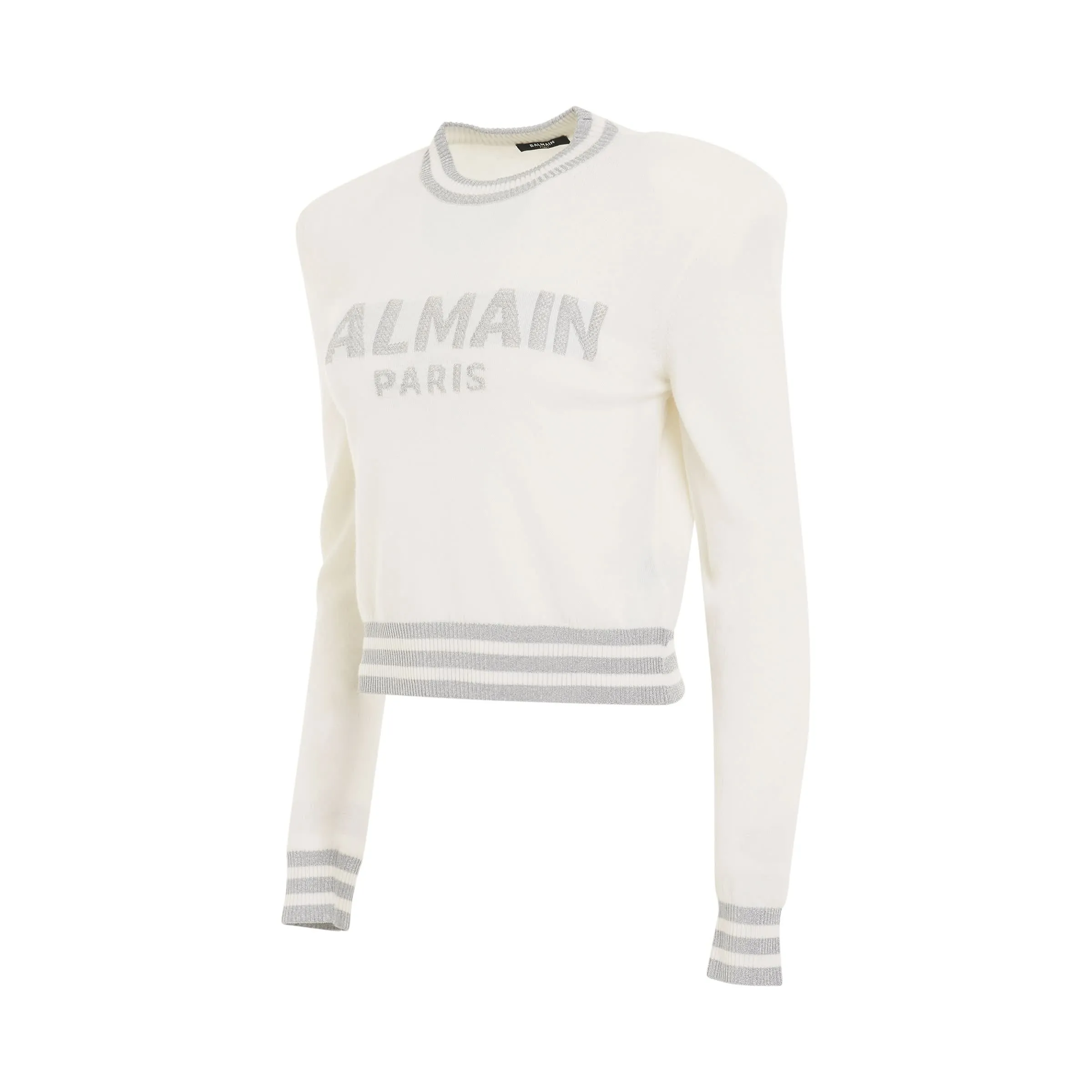 Logo Mesh Wool & Cashmere Pullover in White