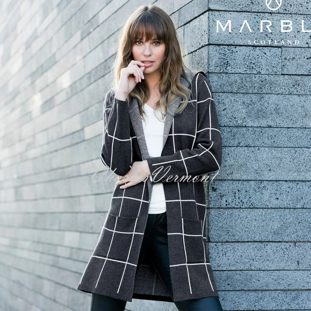 Marble Long-line Cardigan – Style 5919-105 (Charcoal / Off White)