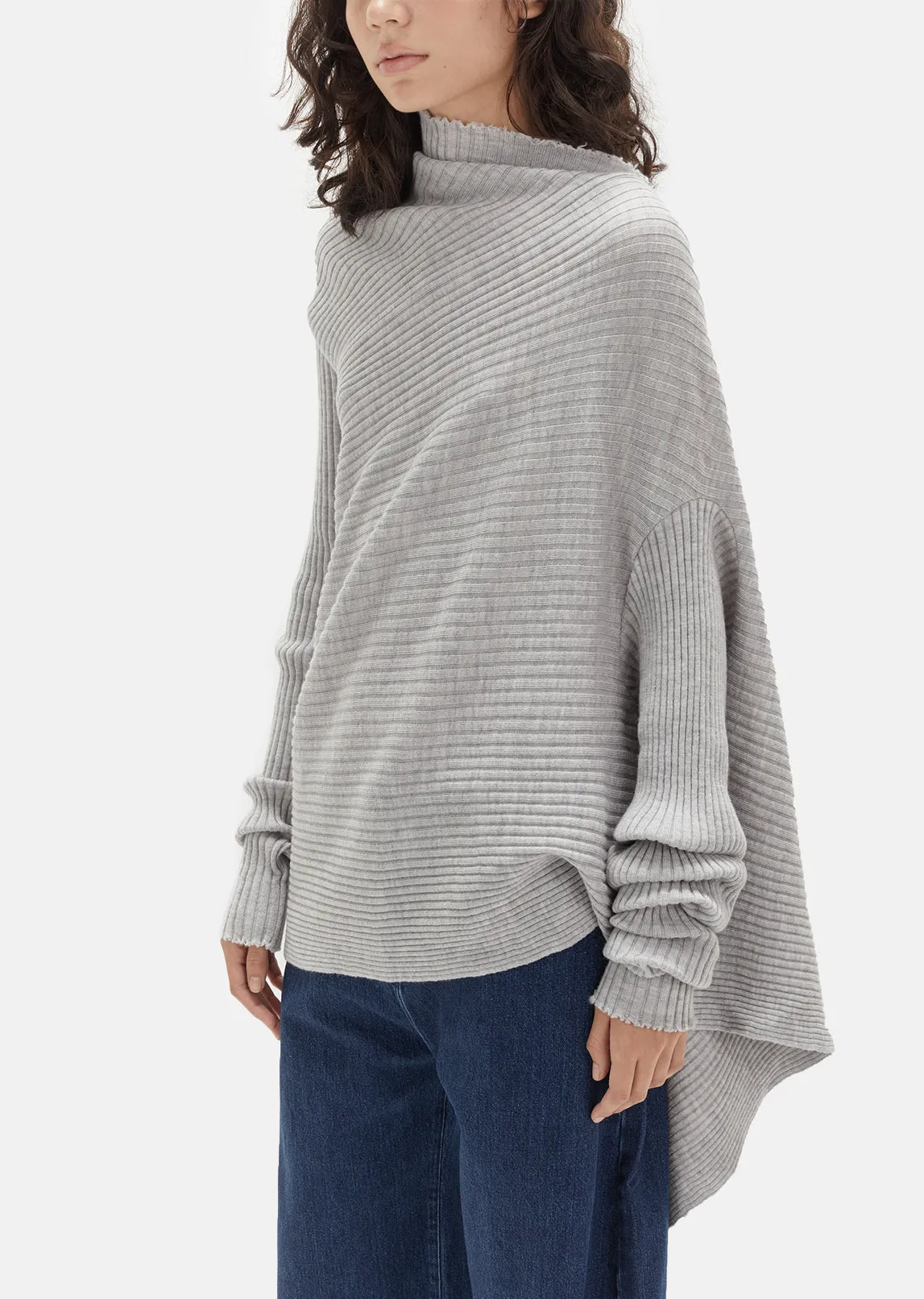 Merino Wool Draped Asymmetric Sweater