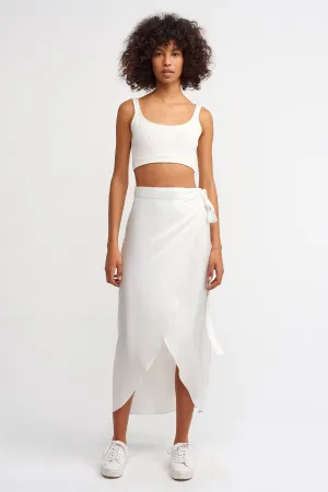 Nu Front-Overlap Skirt Off White