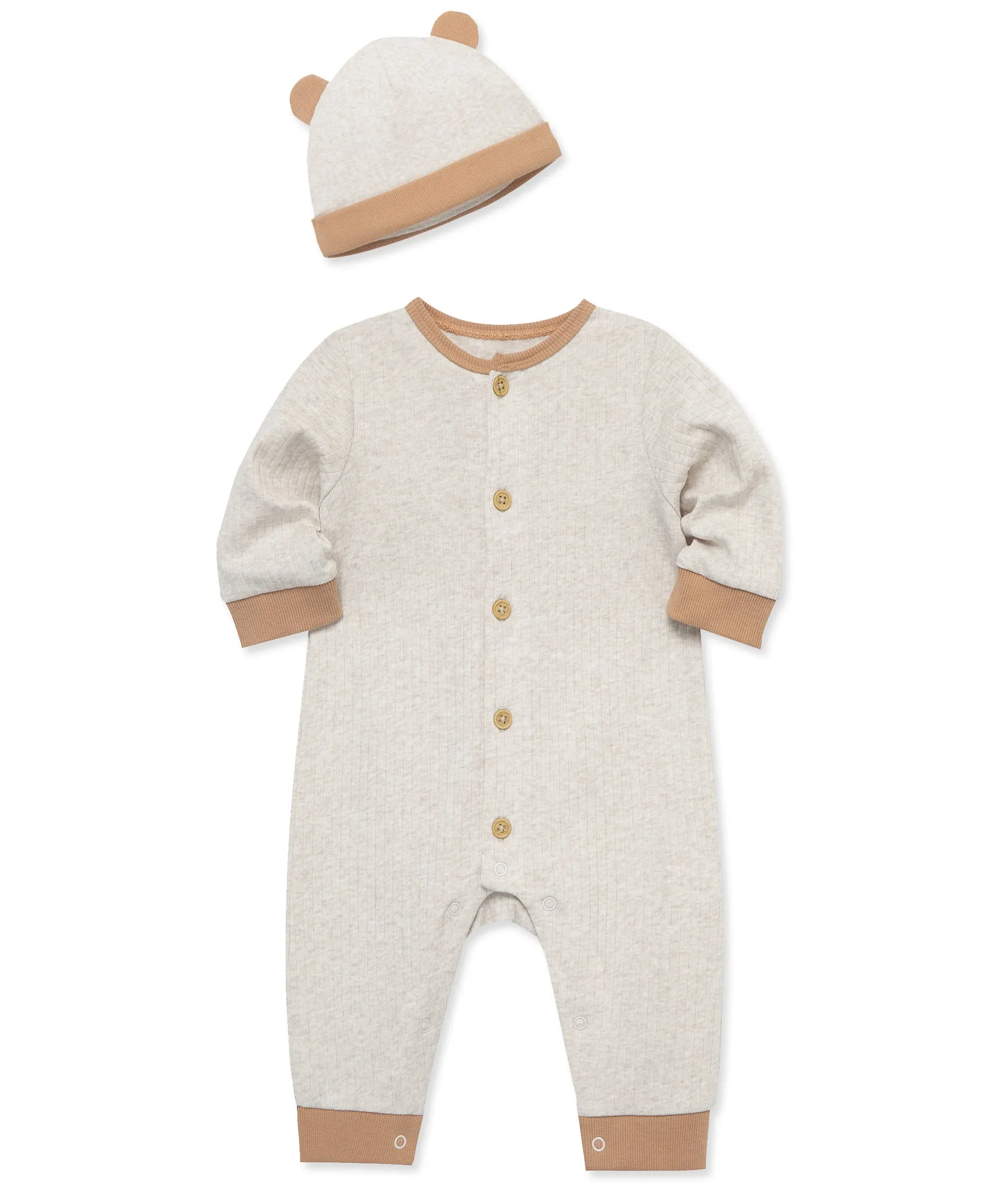 Oatmeal Ribbed Coverall Set