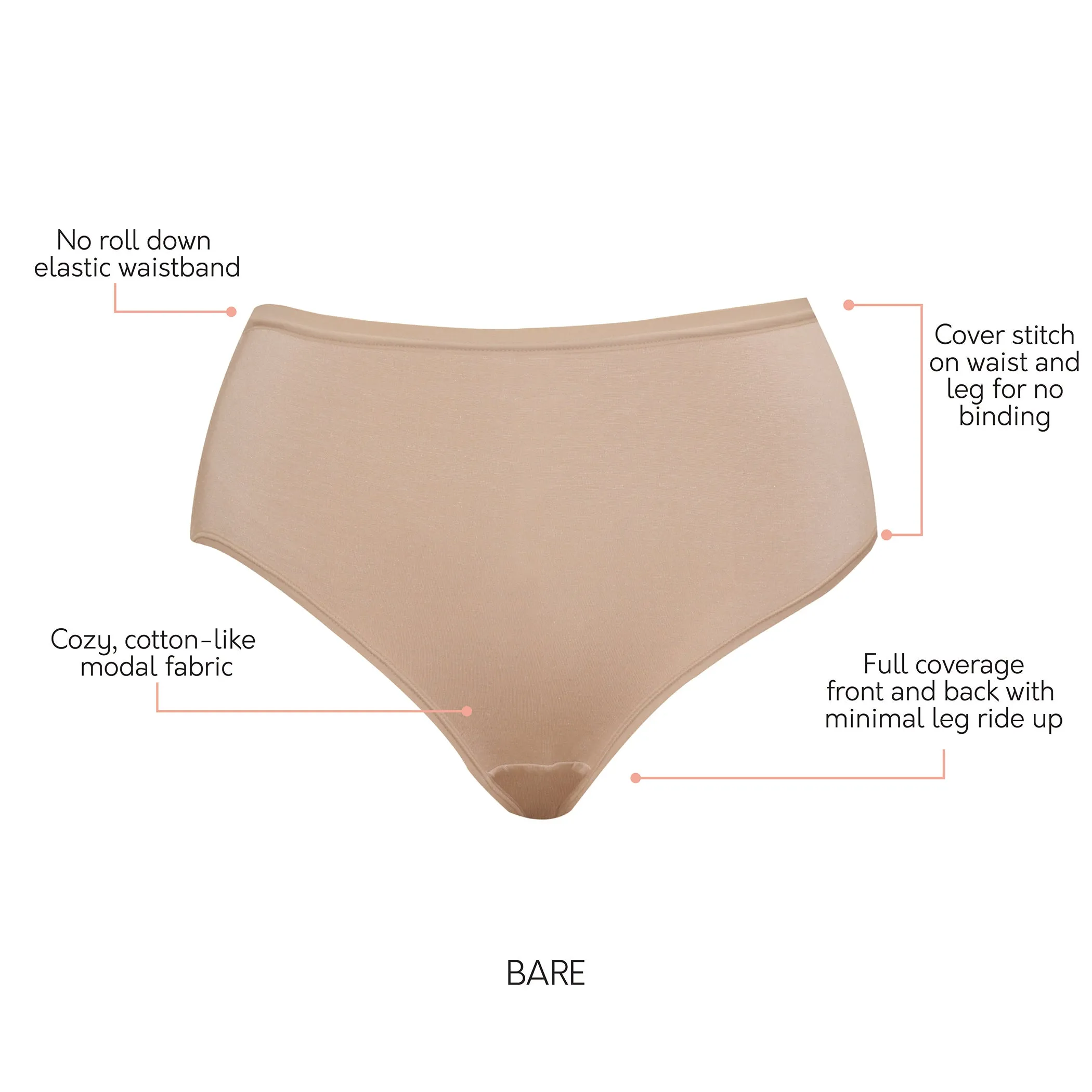 PARFAIT Cozy Brief PP5032 Cotton Like Fabric Full Coverage  - Bare