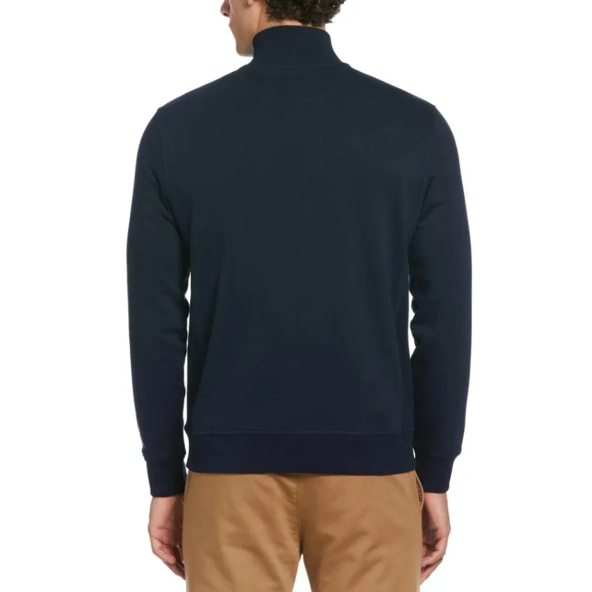 Penguin Mens Sticker Pete Fleece ¼ Zip Sweatshirt Dark Sapphire